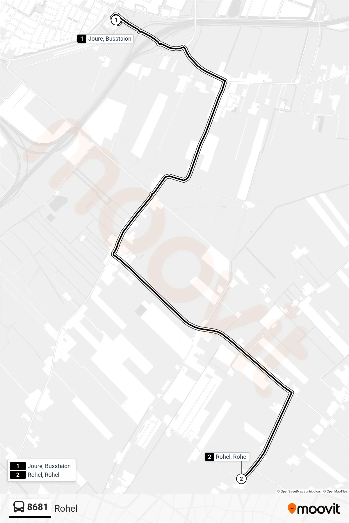 Lijn 8681 (bus, Rohel): route en haltes op de kaart