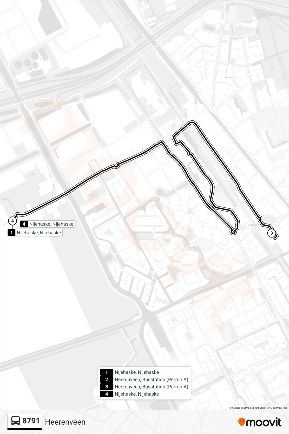 Lijn 8791 (bus, Heerenveen): route en haltes op de kaart
