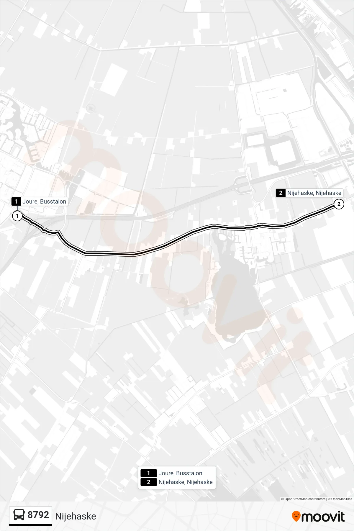 Lijn 8792 (bus, Nijehaske): route en haltes op de kaart