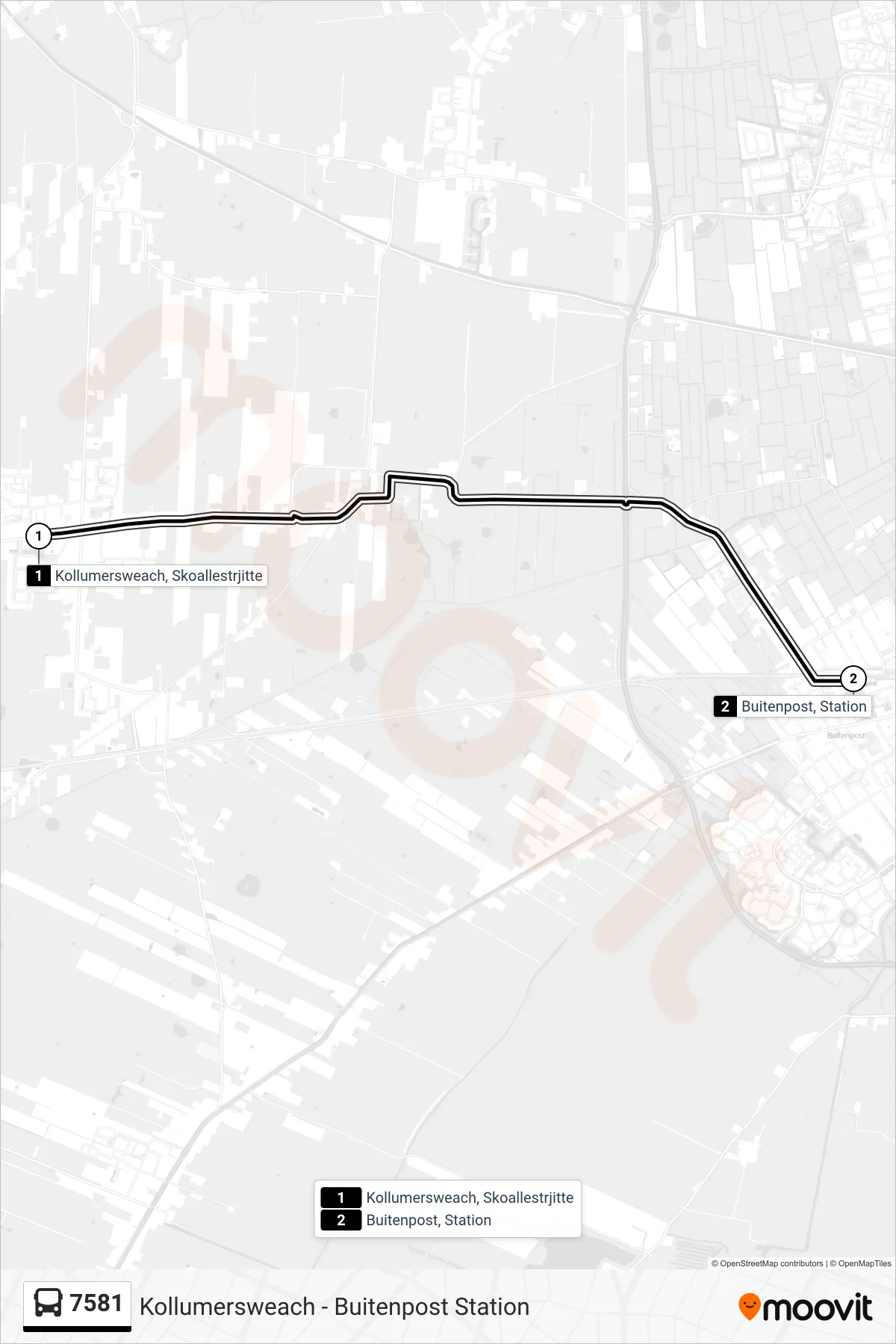 Lijn 7581 (bus, Buitenpost): route en haltes op de kaart