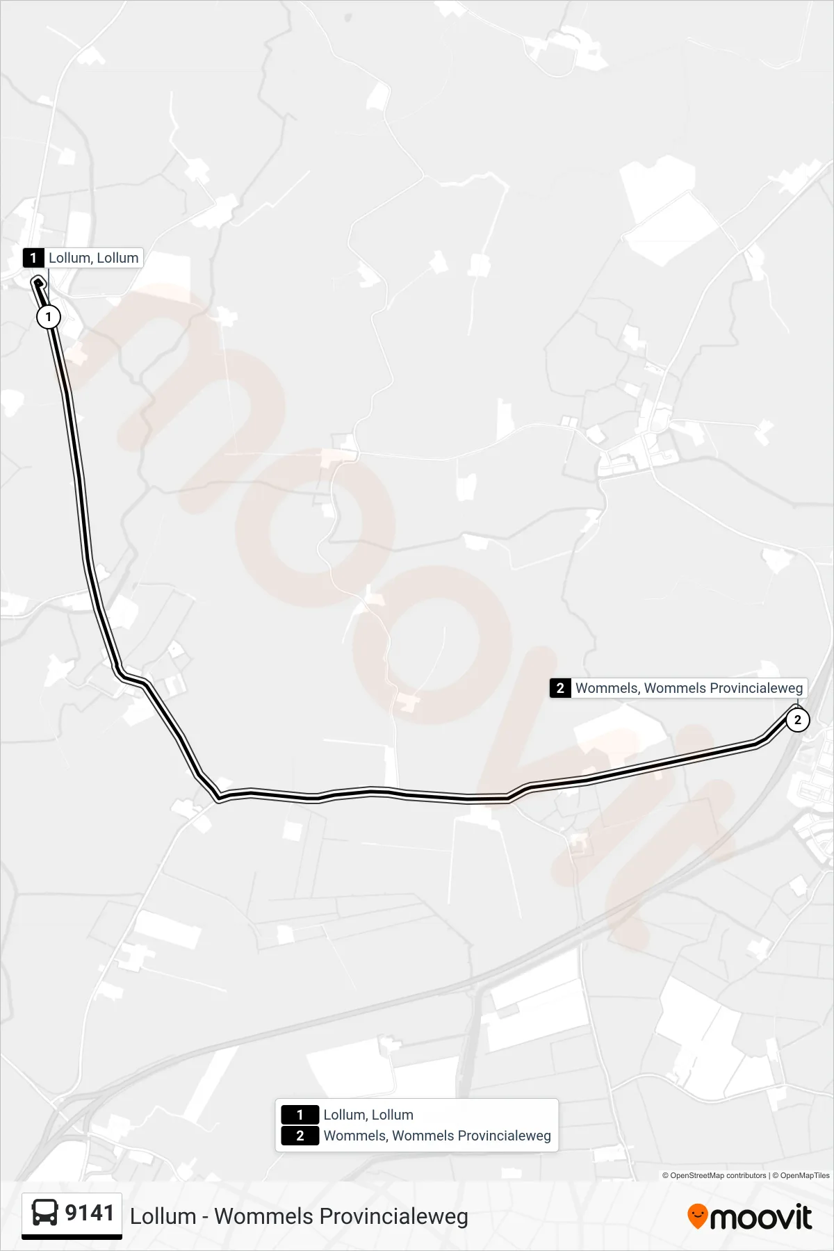 Lijn 9141 (bus, Wommels): route en haltes op de kaart