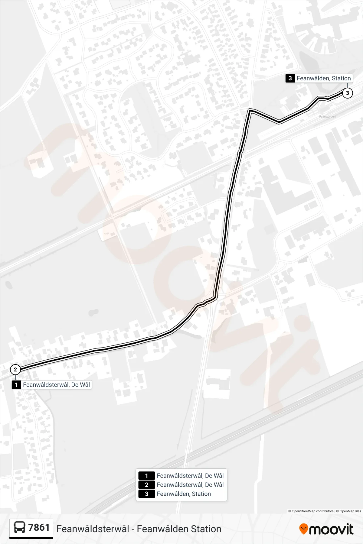 Lijn 7861 (bus, Feanwâlden): route en haltes op de kaart
