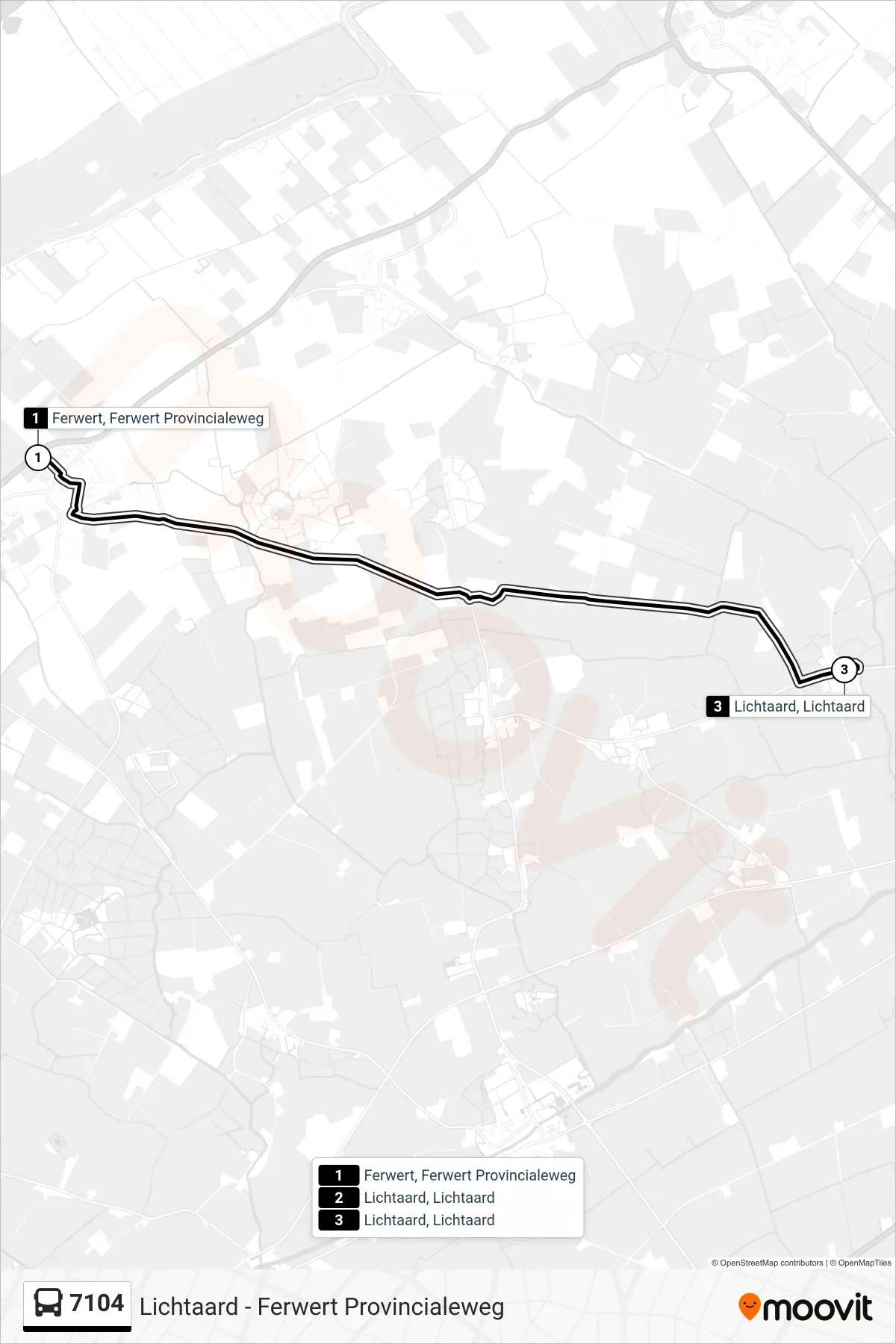 Lijn 7104 (bus, Lichtaard): route en haltes op de kaart