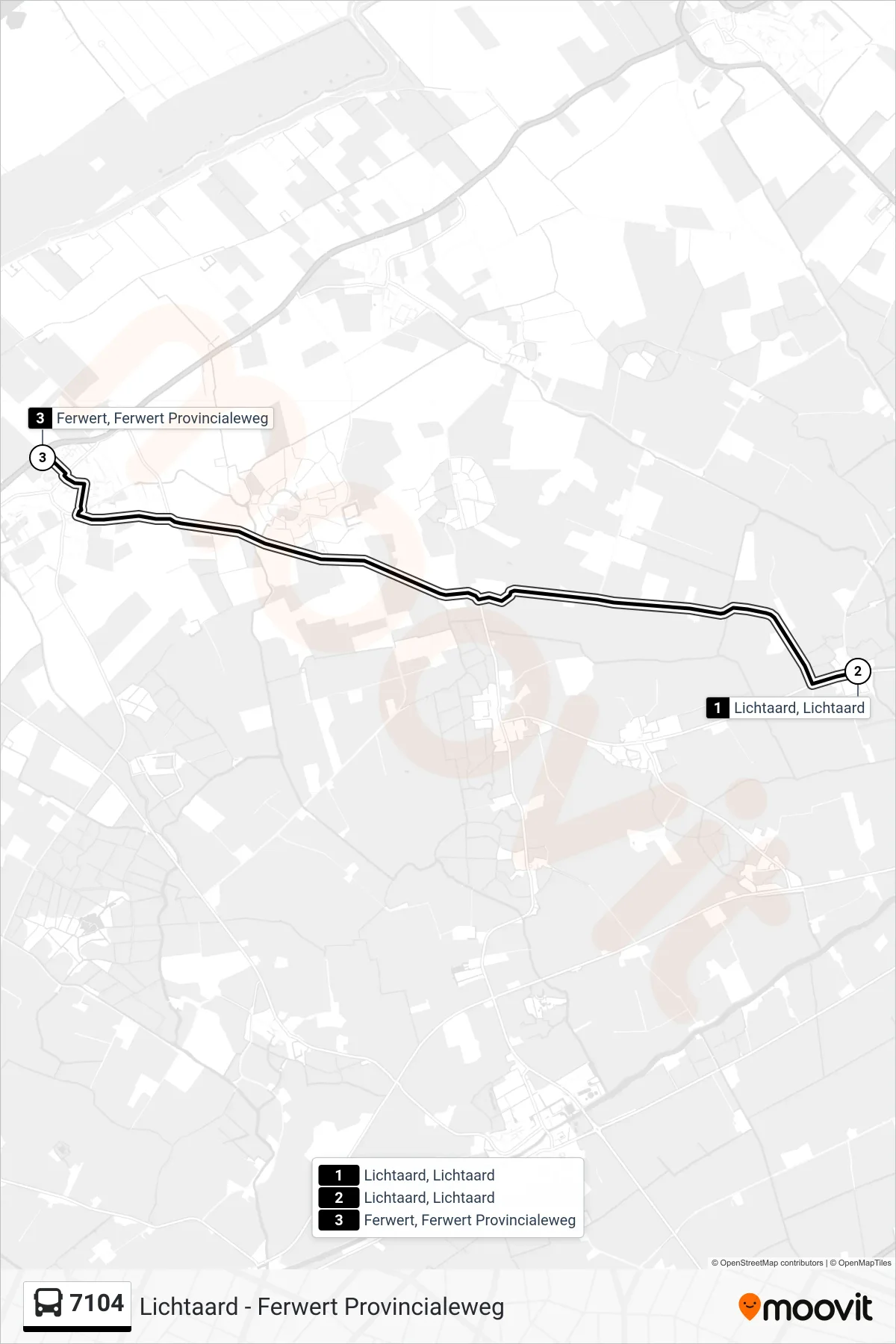 Lijn 7104 (bus, Ferwert): route en haltes op de kaart
