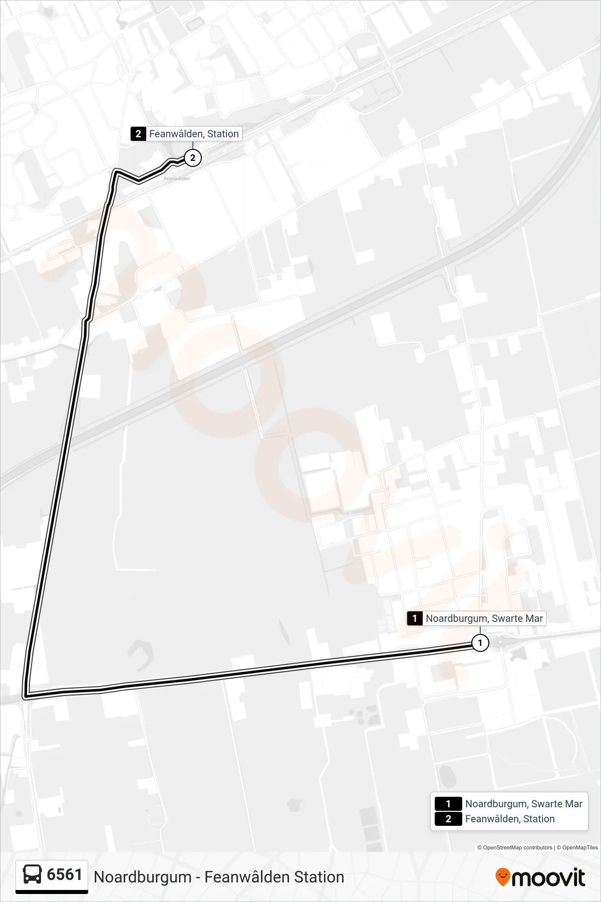 Lijn 6561 (bus, Feanwâlden): route en haltes op de kaart