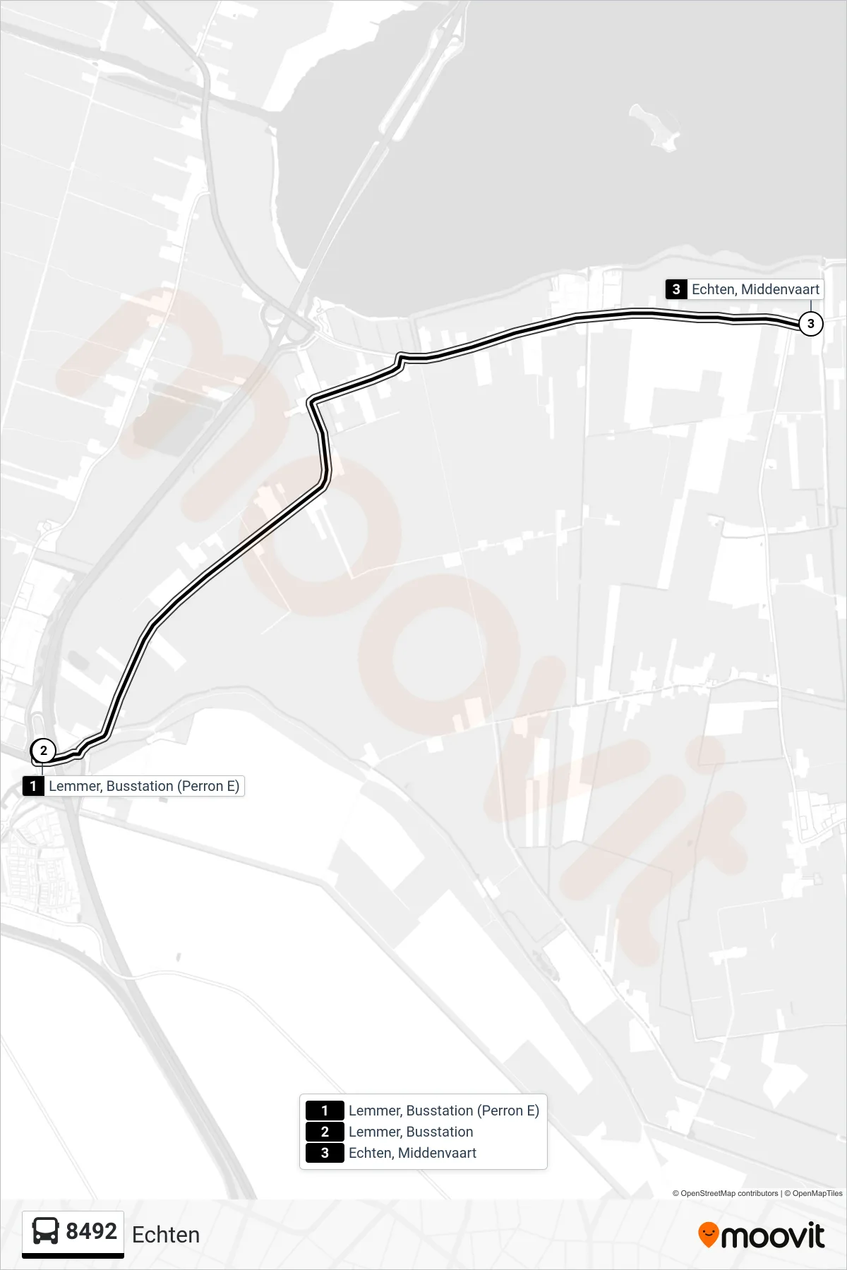 Lijn 8492 (bus, Echten): route en haltes op de kaart