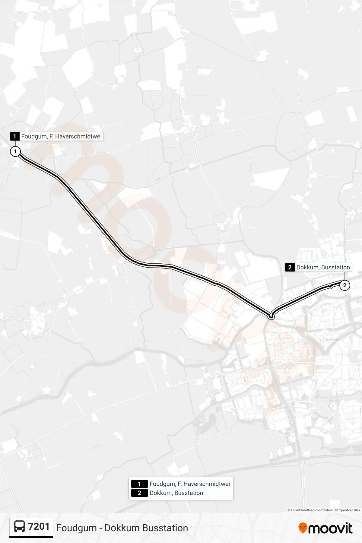 Lijn 7201 (bus, Dokkum): route en haltes op de kaart