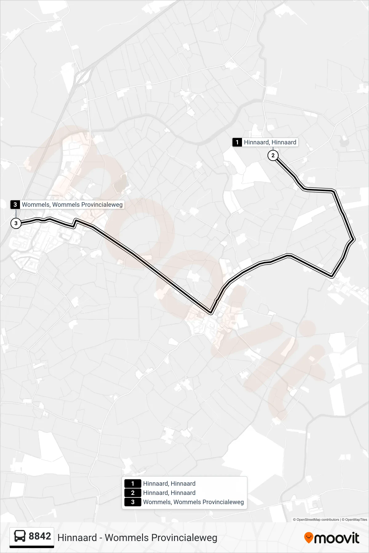 Lijn 8842 (bus, Wommels): route en haltes op de kaart