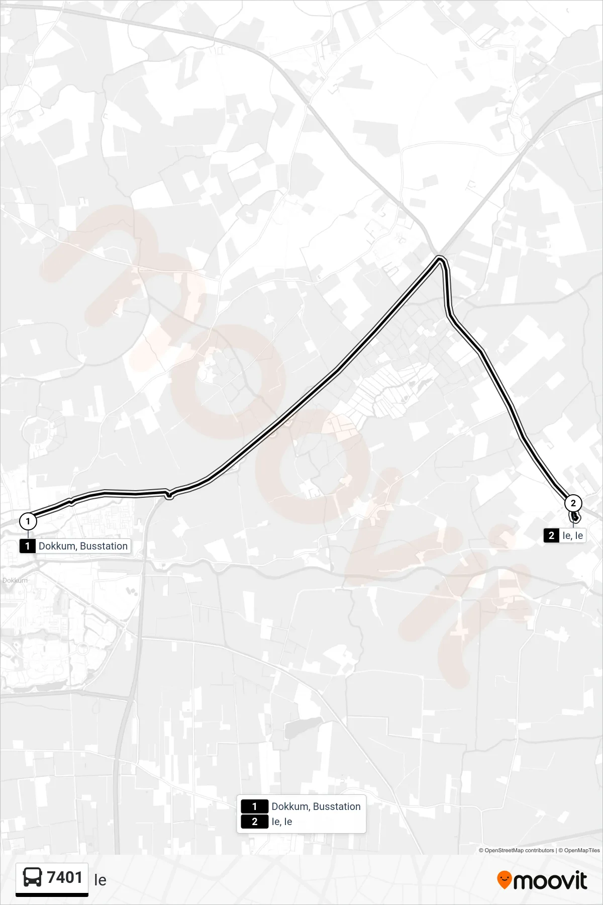 Lijn 7401 (bus, Ie): route en haltes op de kaart