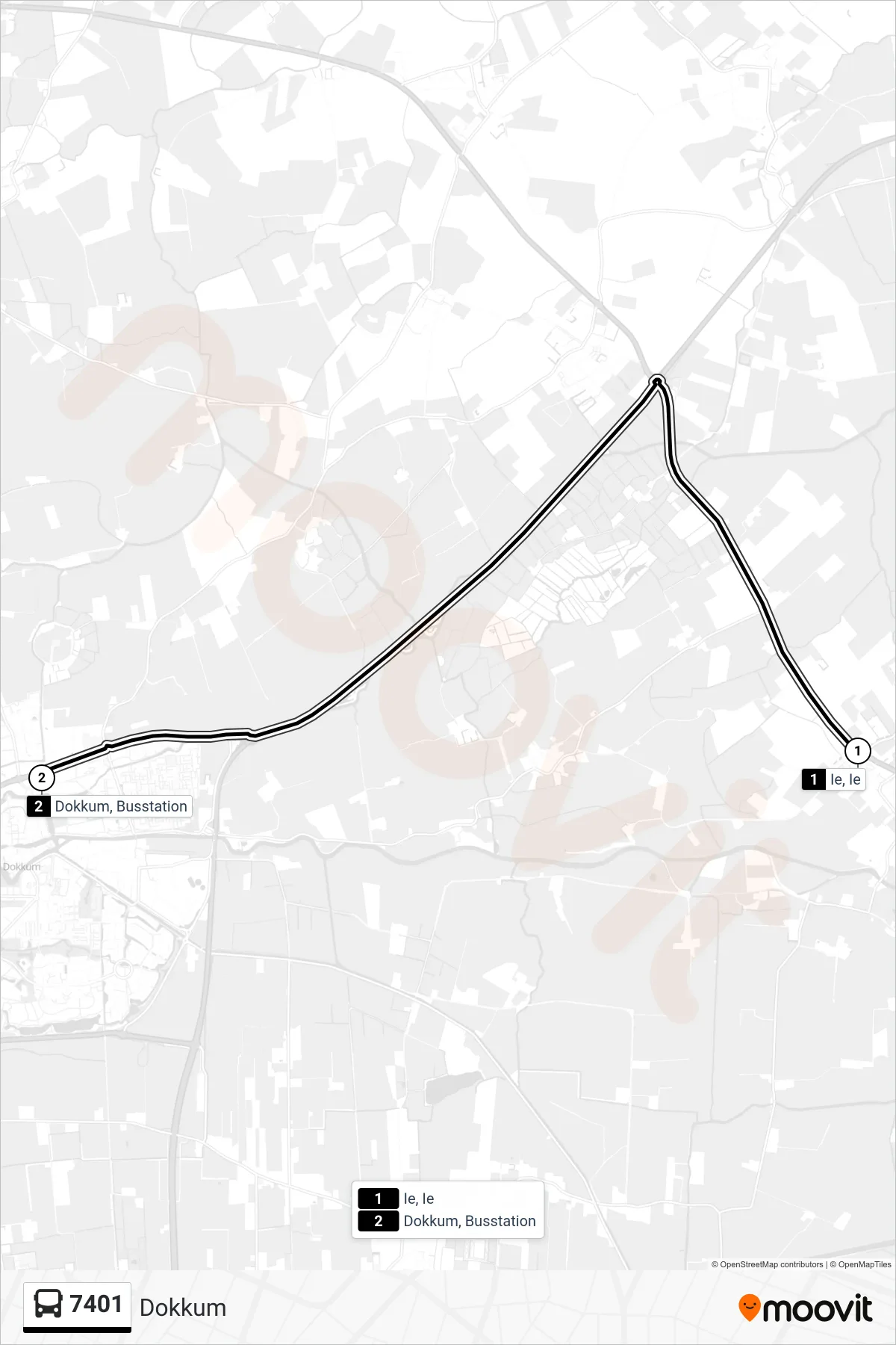 Lijn 7401 (bus, Dokkum): route en haltes op de kaart