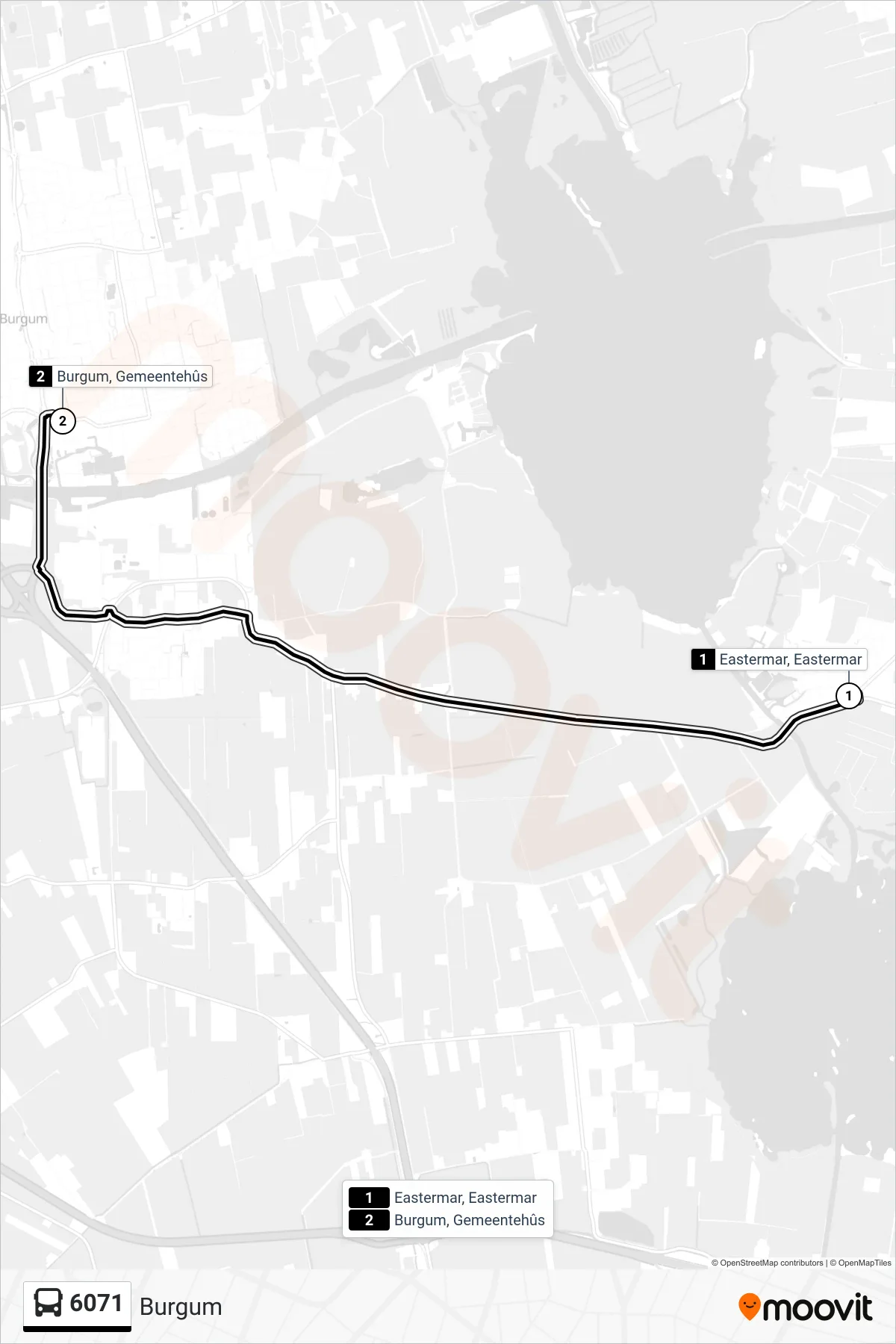 Lijn 6071 (bus, Burgum): route en haltes op de kaart