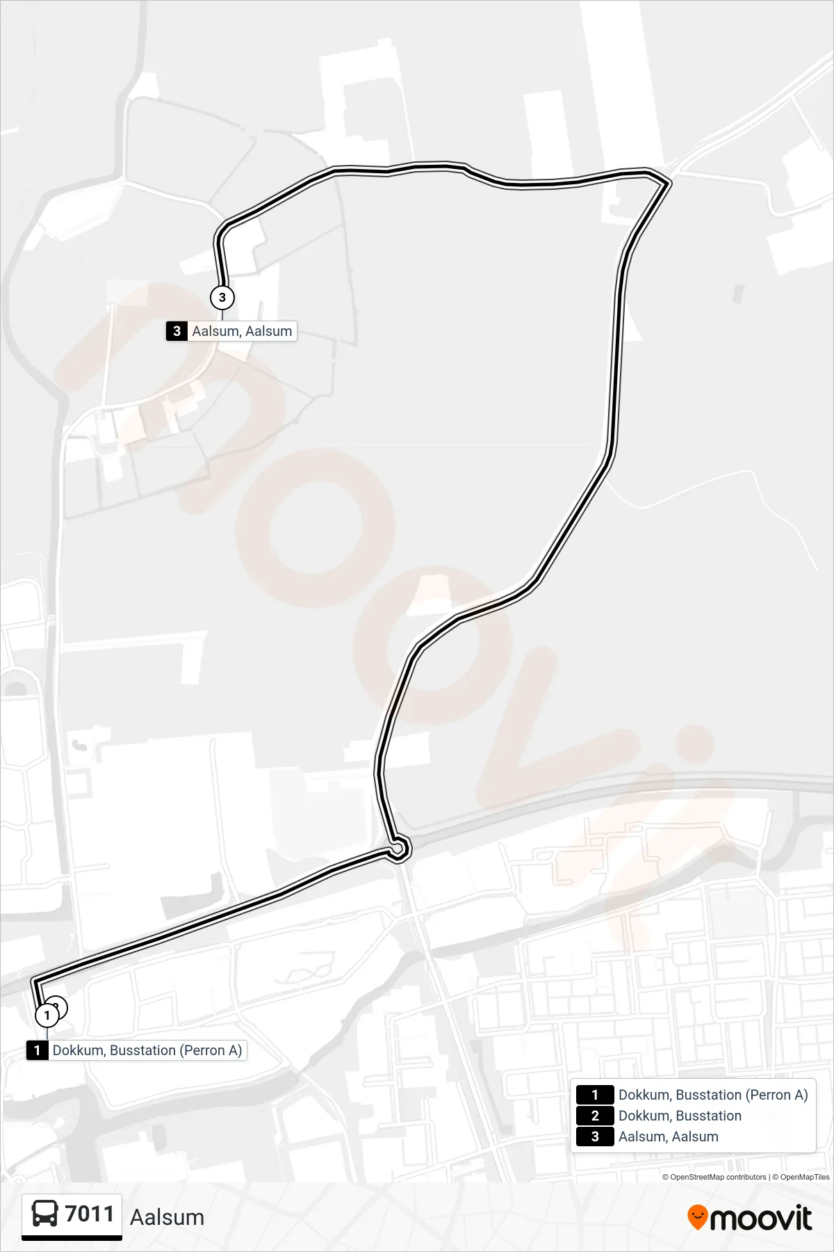 Lijn 7011 (bus, Aalsum): route en haltes op de kaart