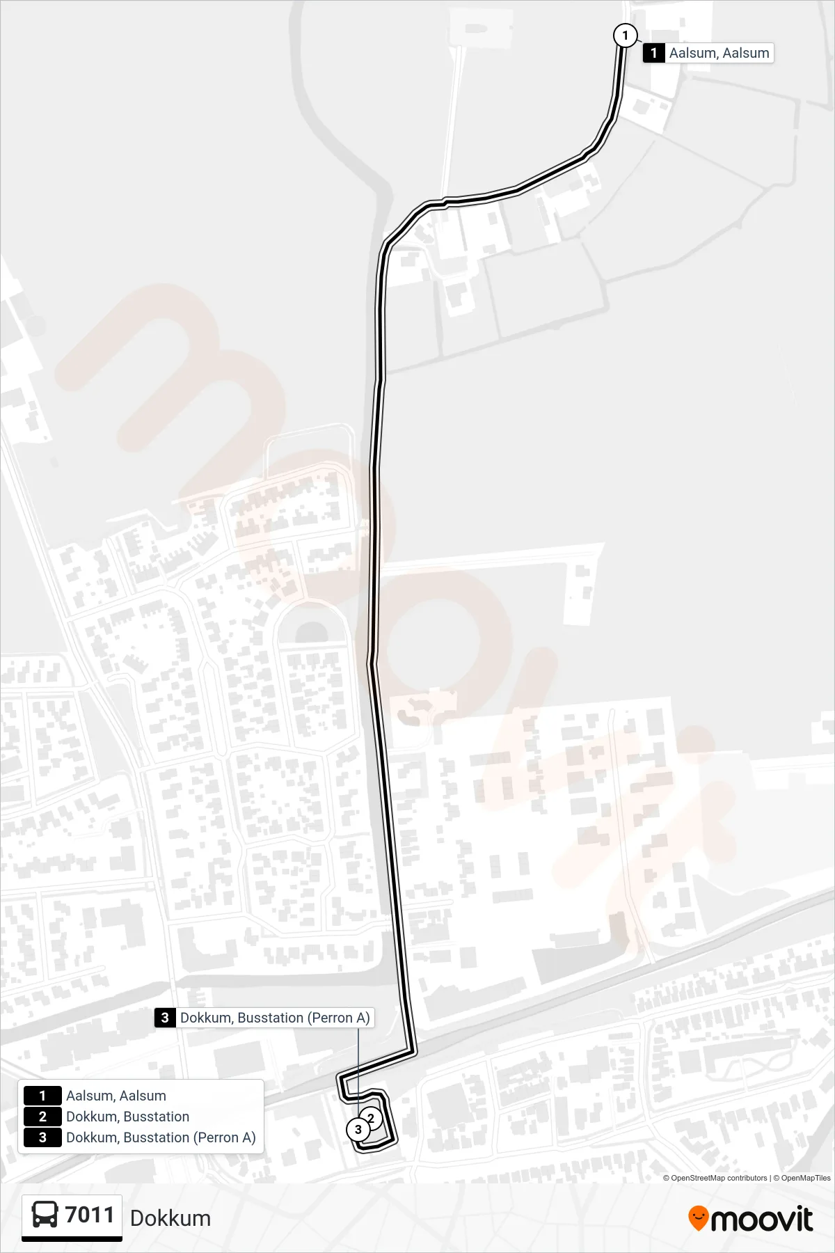 Lijn 7011 (bus, Dokkum): route en haltes op de kaart