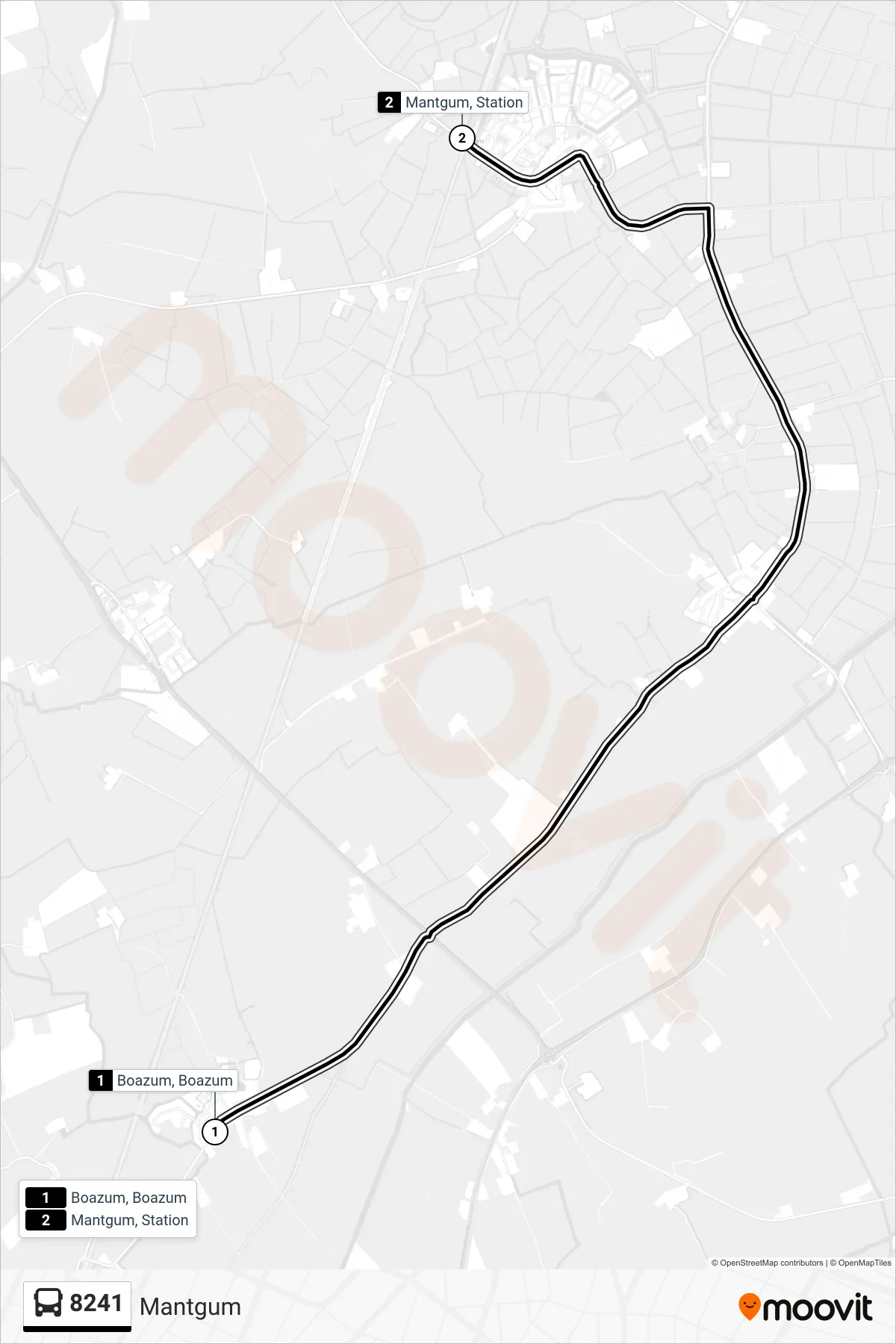 8241 bus Line (Mantgum) route and stops on a map