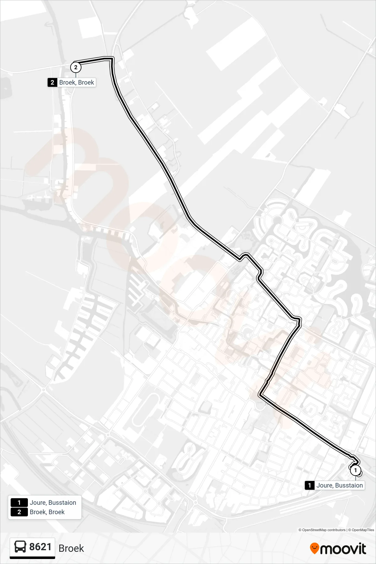 Lijn 8621 (bus, Broek): route en haltes op de kaart