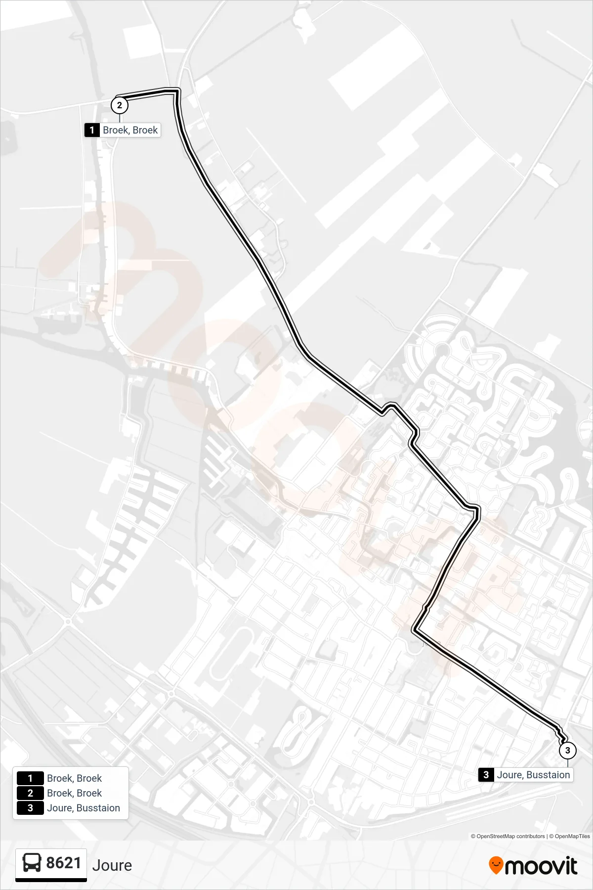 Lijn 8621 (bus, Joure): route en haltes op de kaart