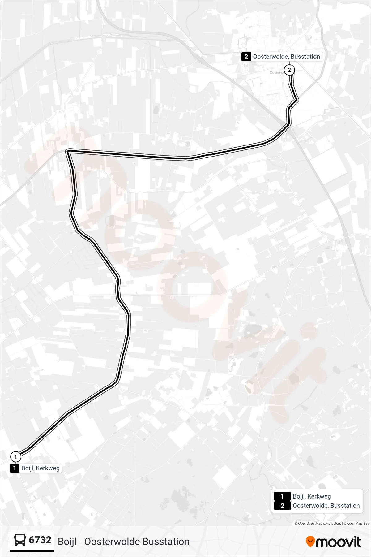 Lijn 6732 (bus, Oosterwolde): route en haltes op de kaart