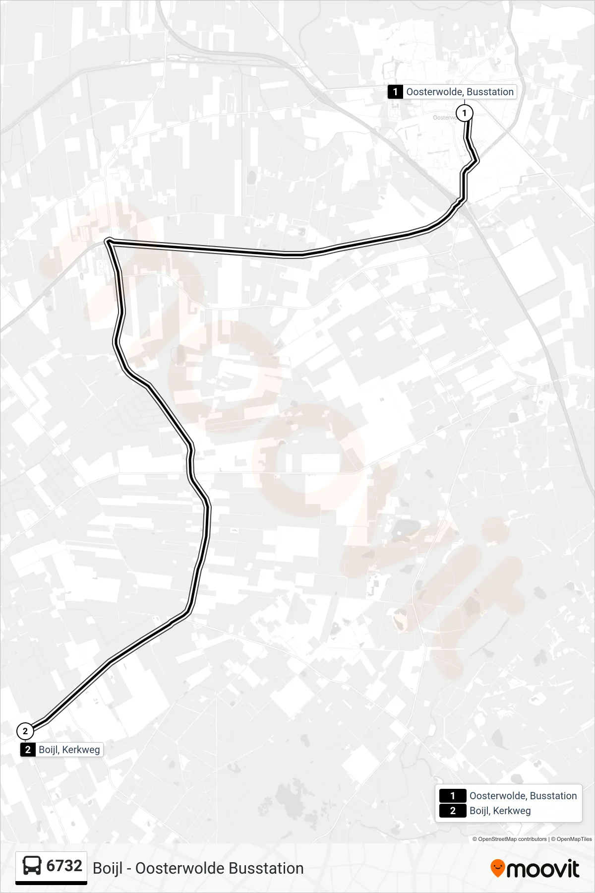 Lijn 6732 (bus, Boijl): route en haltes op de kaart