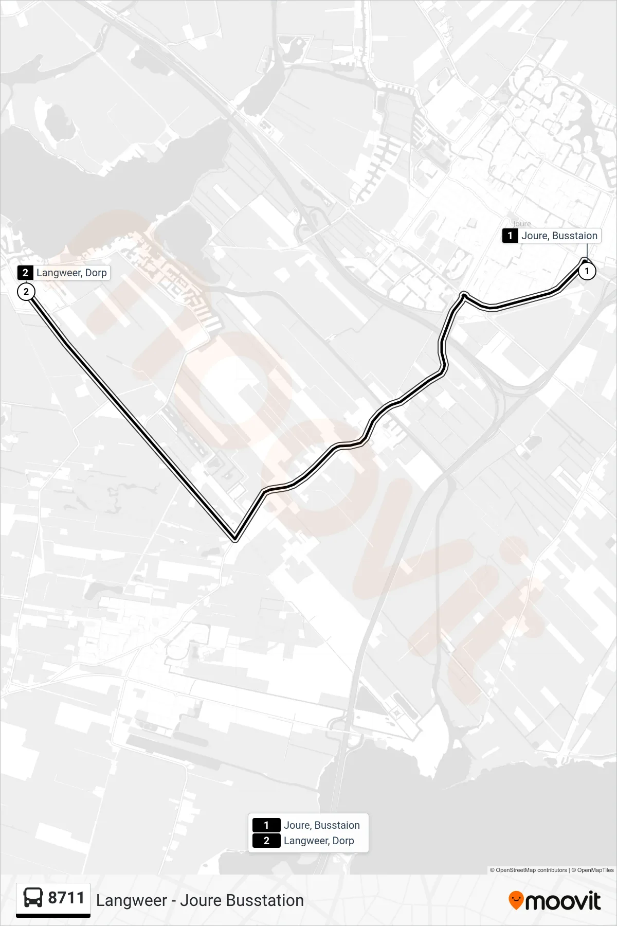 Lijn 8711 (bus, Langweer): route en haltes op de kaart
