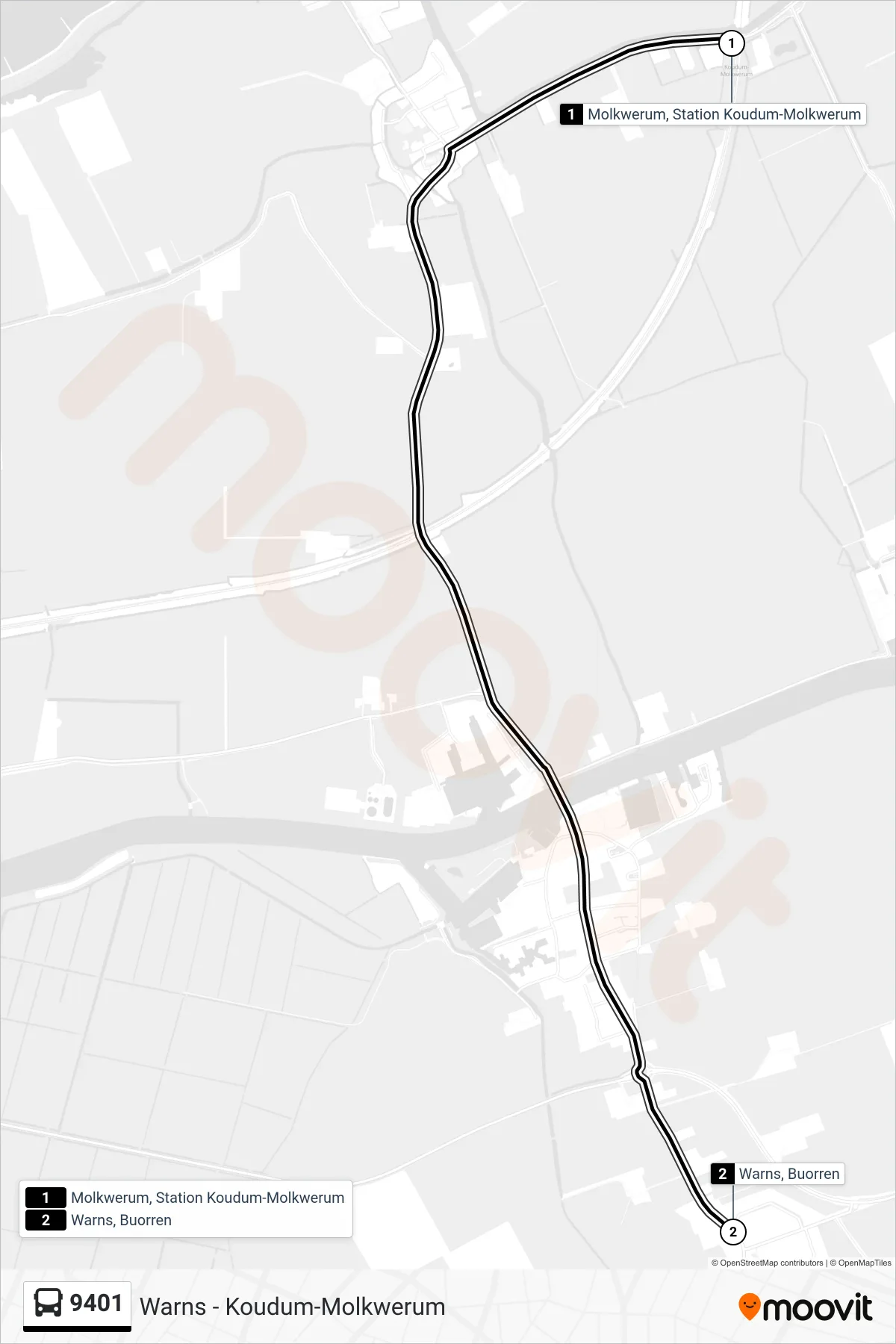 Lijn 9401 (bus, Warns): route en haltes op de kaart