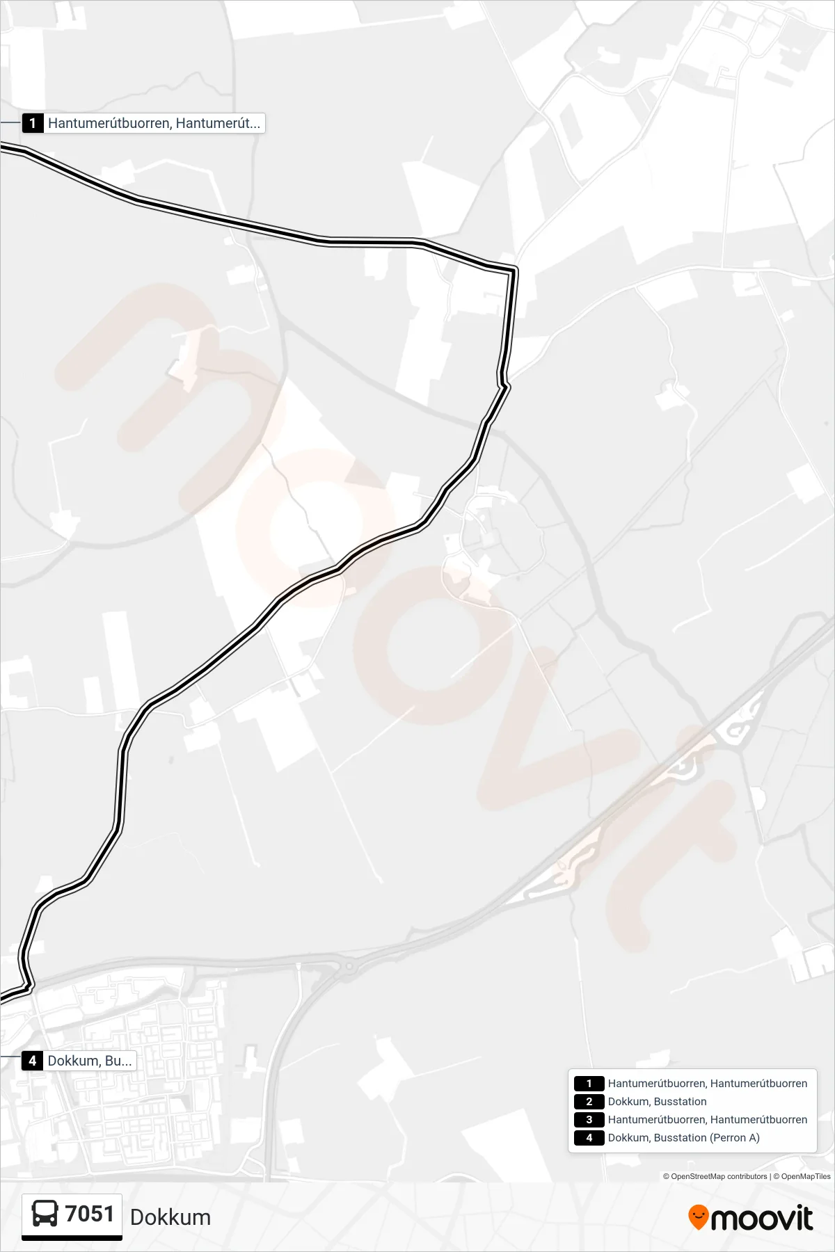 Lijn 7051 (bus, Dokkum): route en haltes op de kaart
