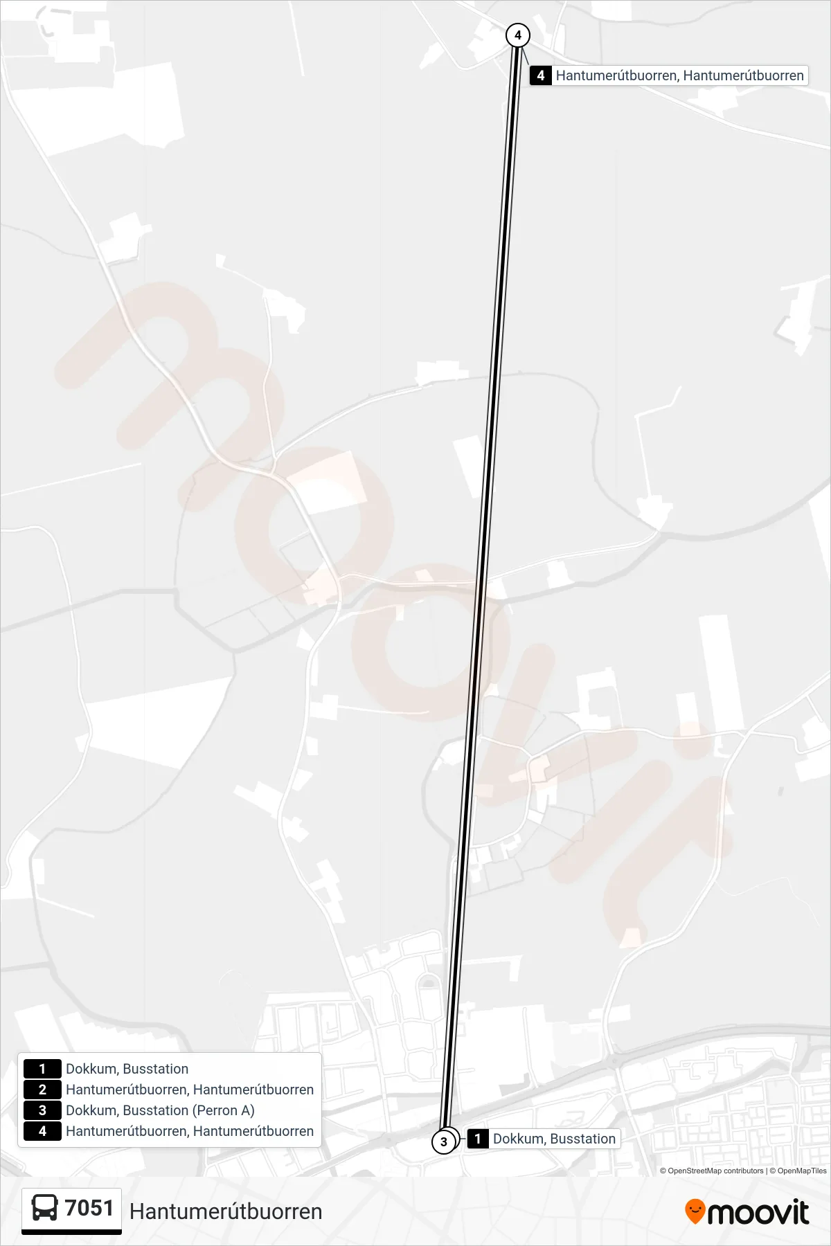 Lijn 7051 (bus, Hantumerútbuorren): route en haltes op de kaart