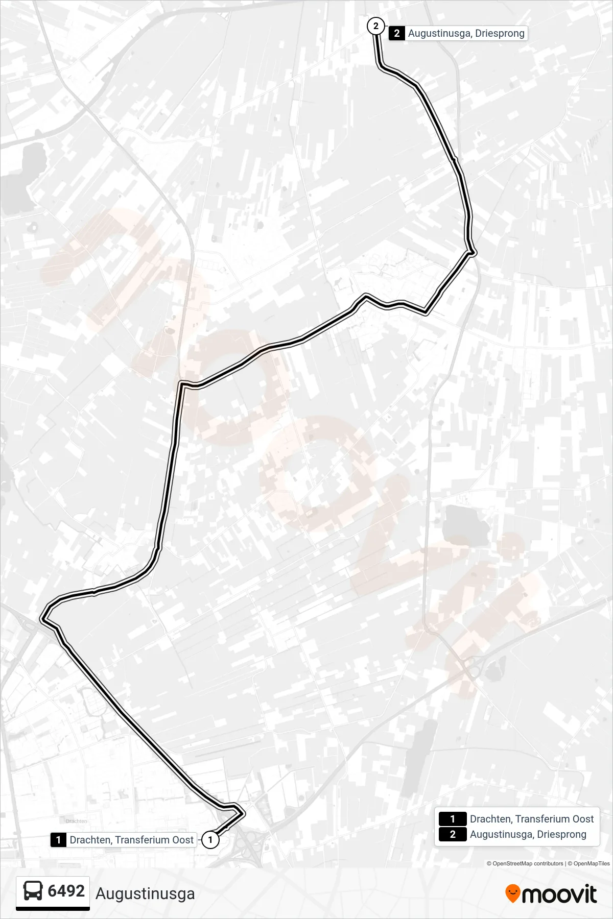 Lijn 6492 (bus, Augustinusga): route en haltes op de kaart