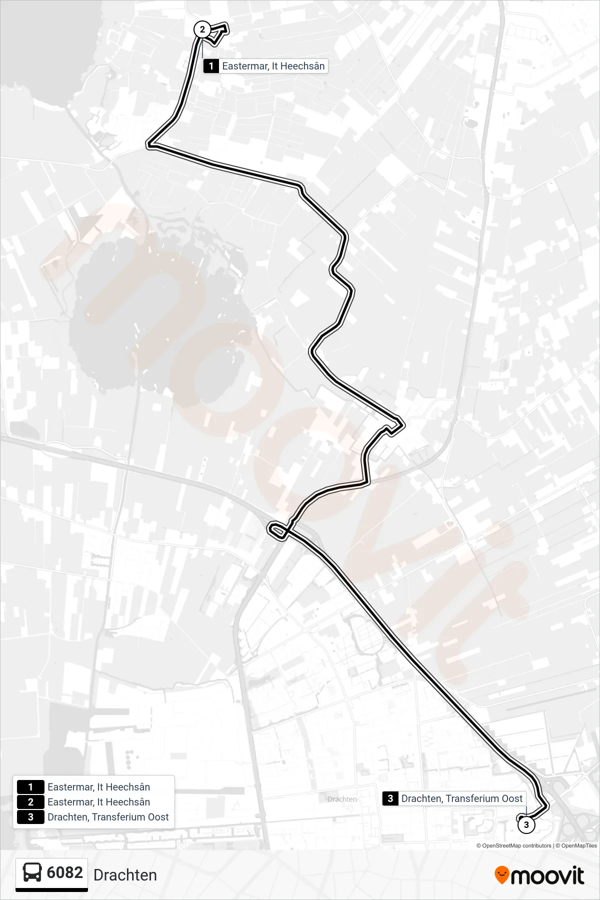 Lijn 6082 (bus, Drachten): route en haltes op de kaart
