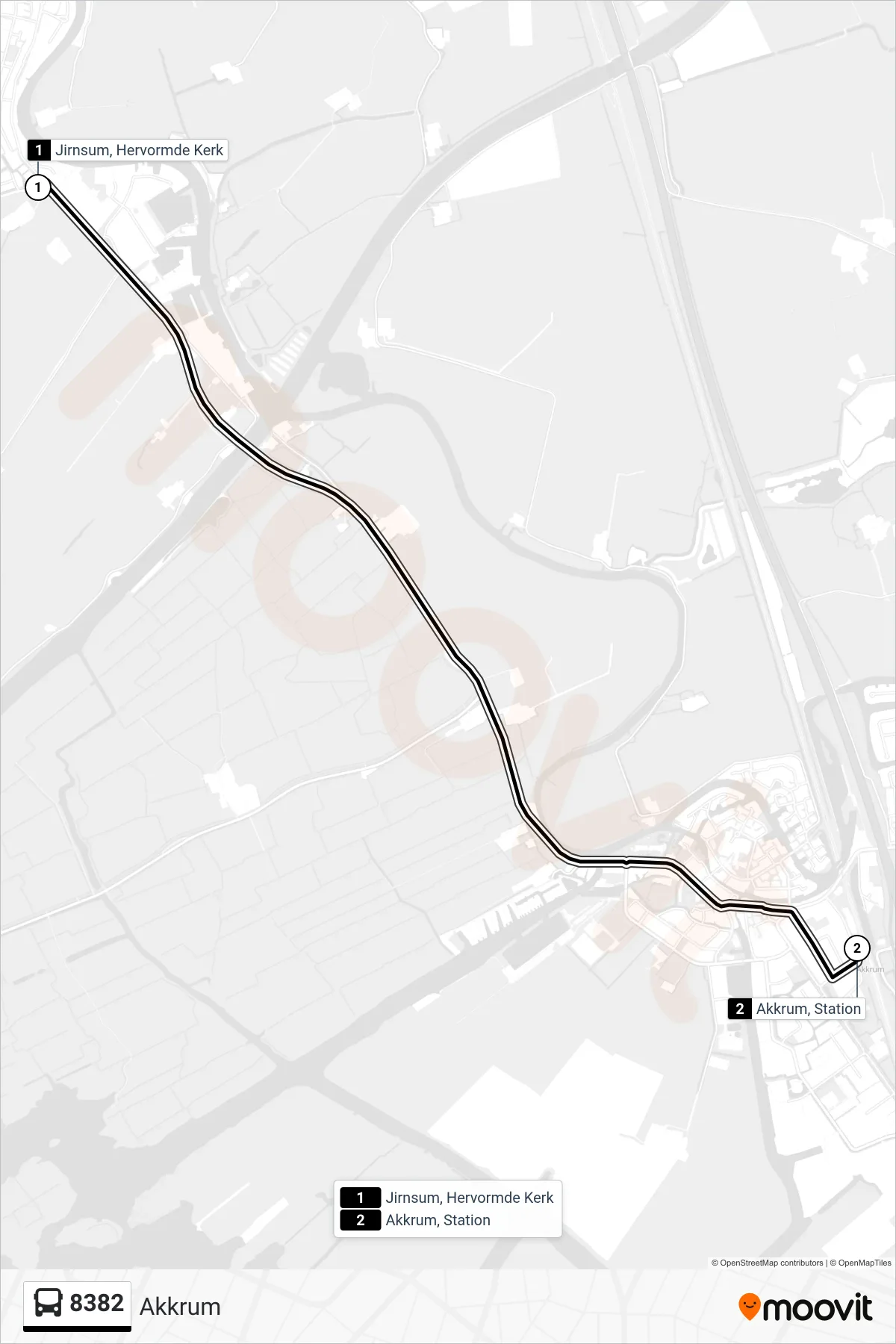 Lijn 8382 (bus, Akkrum): route en haltes op de kaart