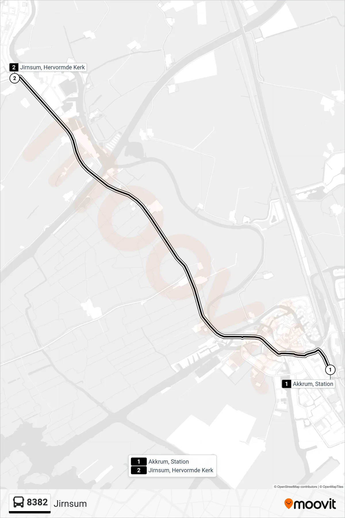 Lijn 8382 (bus, Jirnsum): route en haltes op de kaart