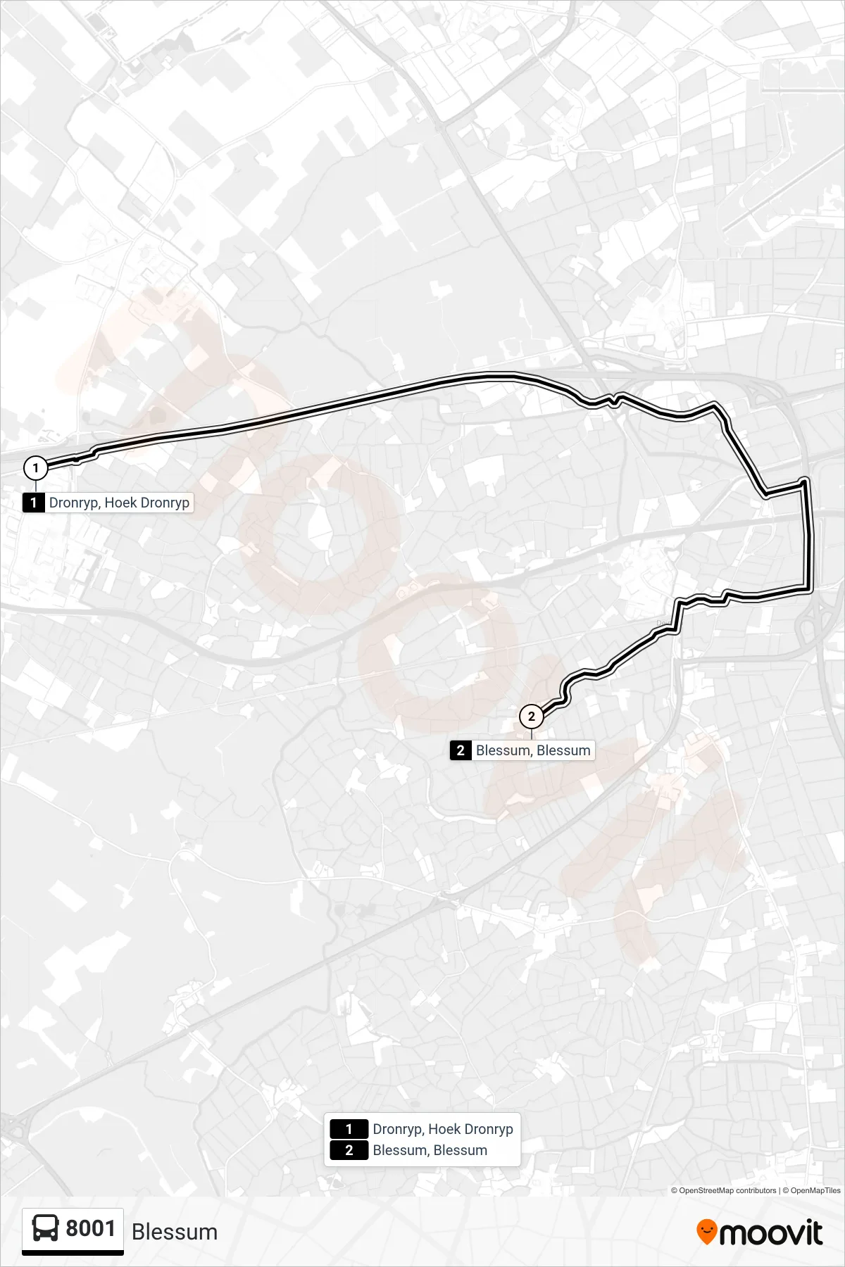 Lijn 8001 (bus, Blessum): route en haltes op de kaart