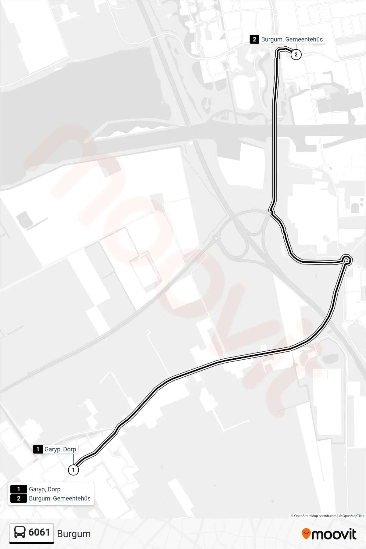 Lijn 6061 (bus, Burgum): route en haltes op de kaart