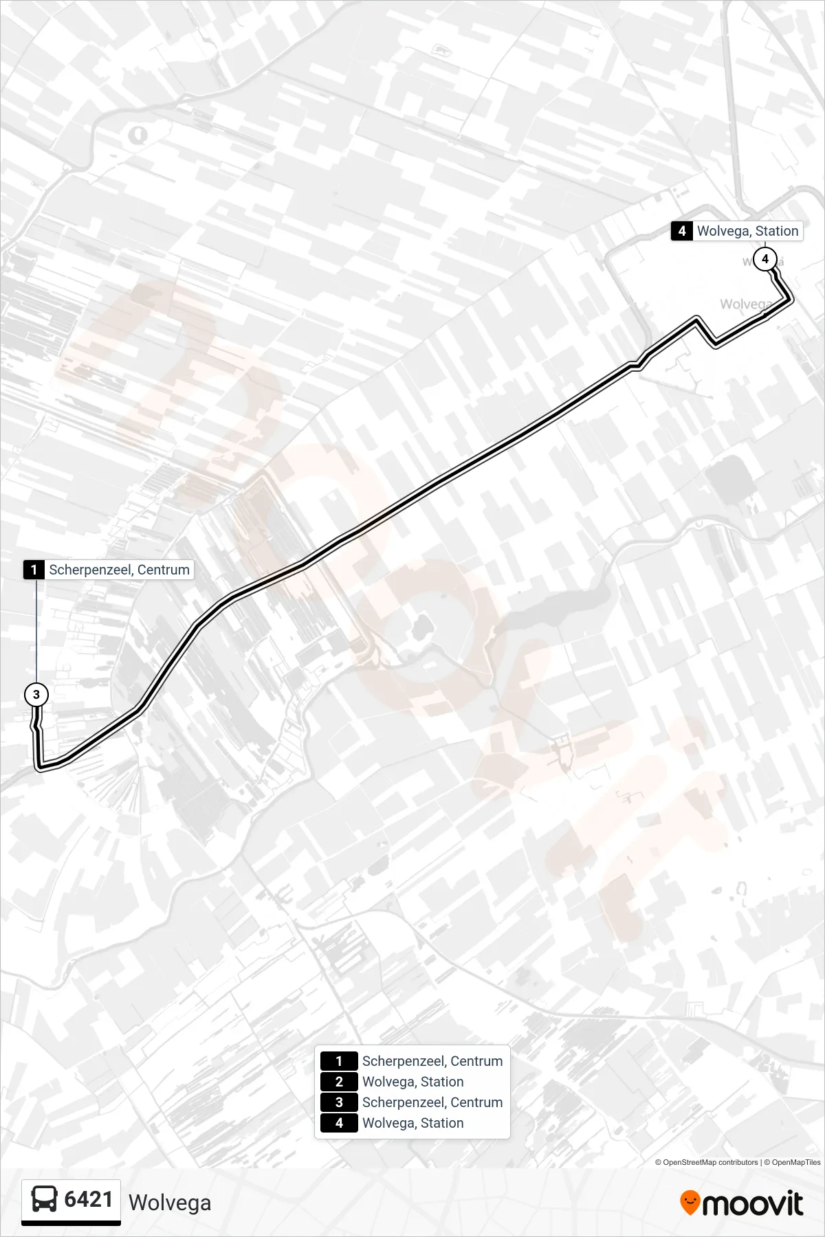 Lijn 6421 (bus, Wolvega): route en haltes op de kaart