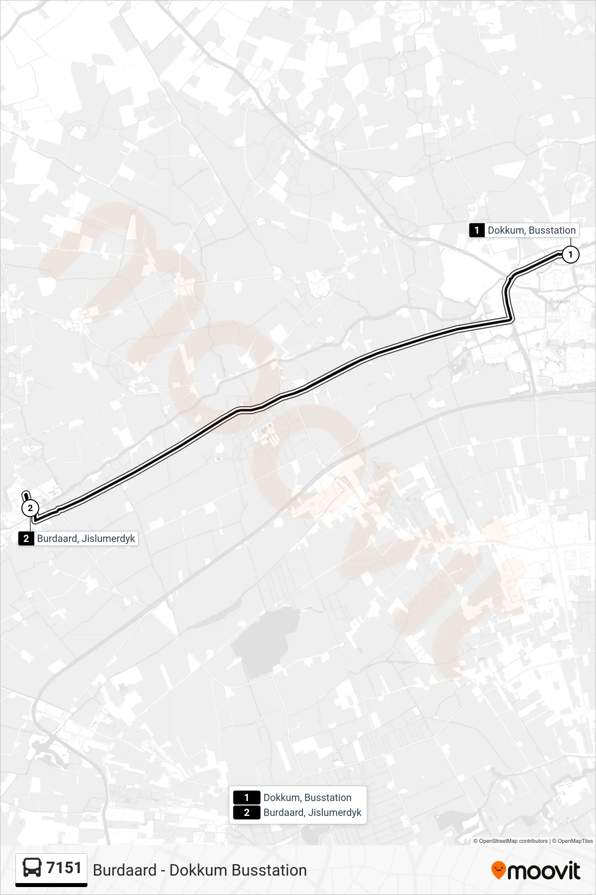 Lijn 7151 (bus, Burdaard): route en haltes op de kaart