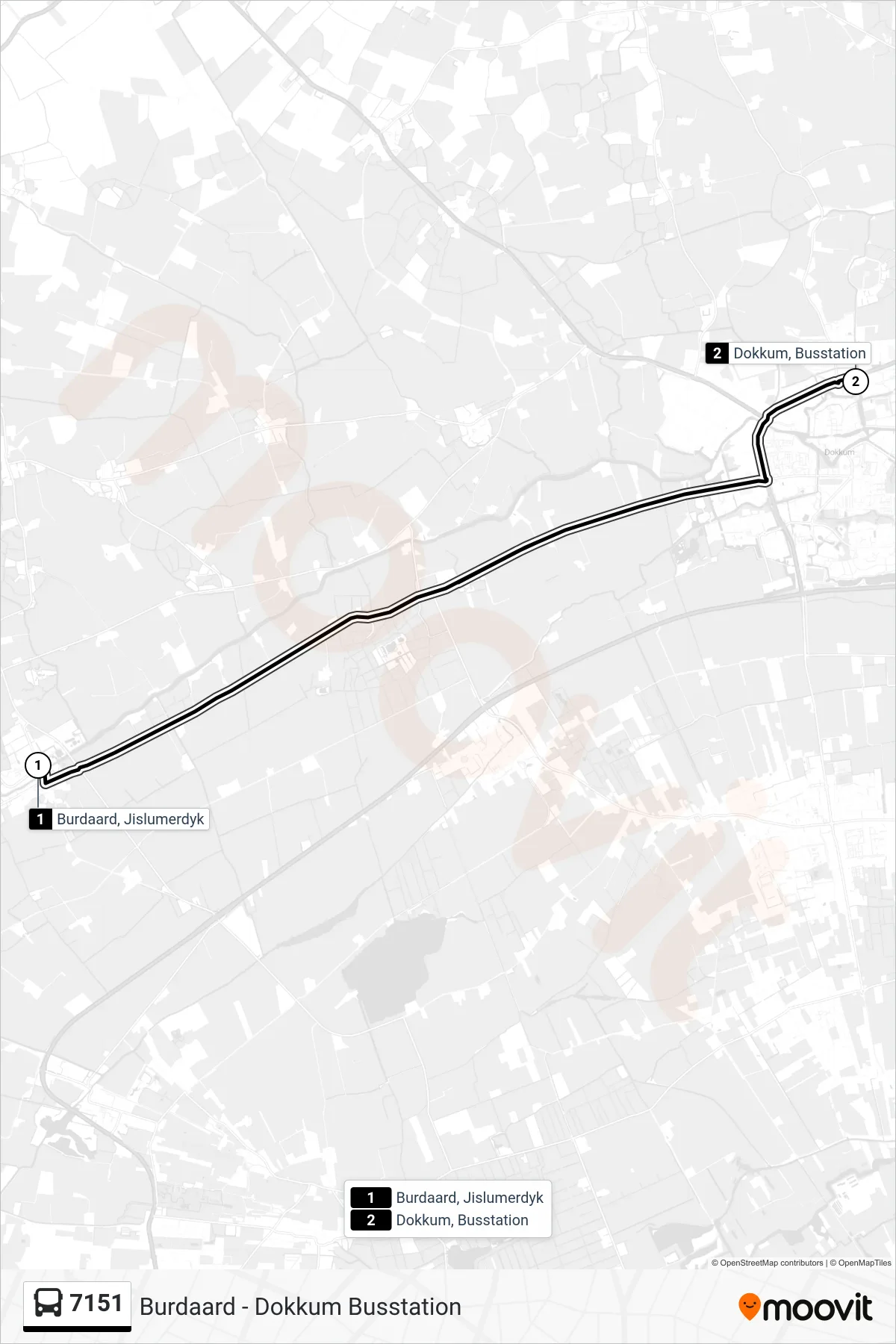 Lijn 7151 (bus, Dokkum): route en haltes op de kaart