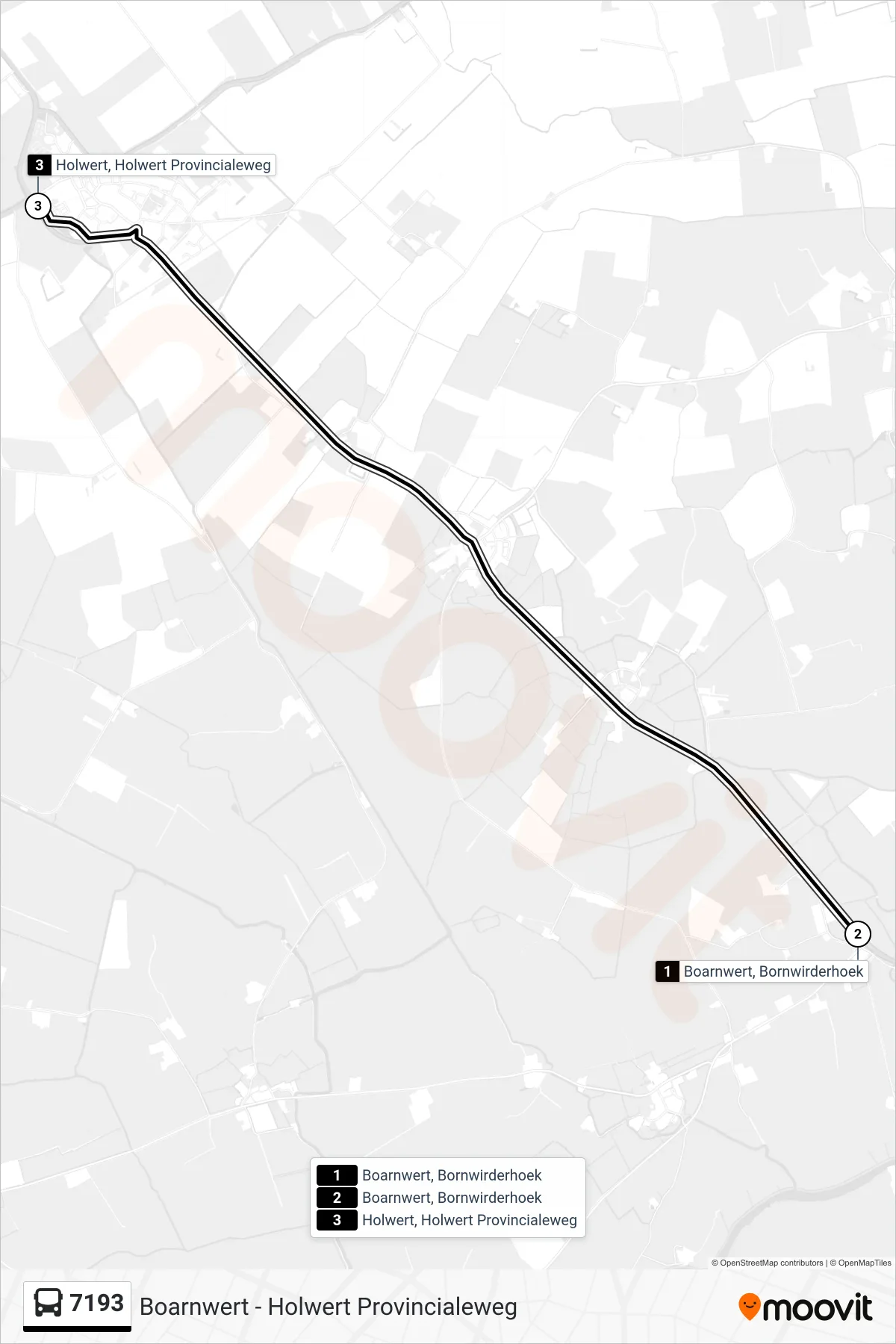 Lijn 7193 (bus, Holwert): route en haltes op de kaart