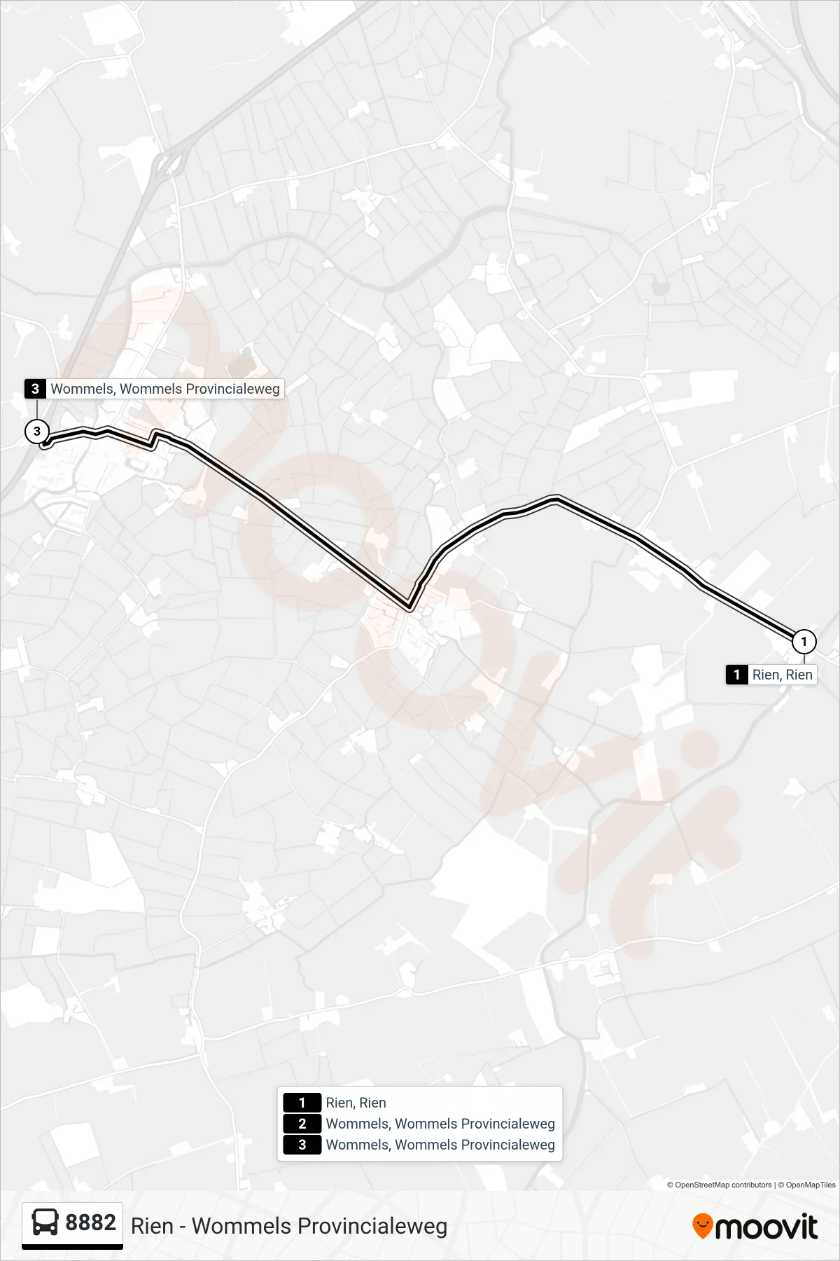 Lijn 8882 (bus, Wommels): route en haltes op de kaart
