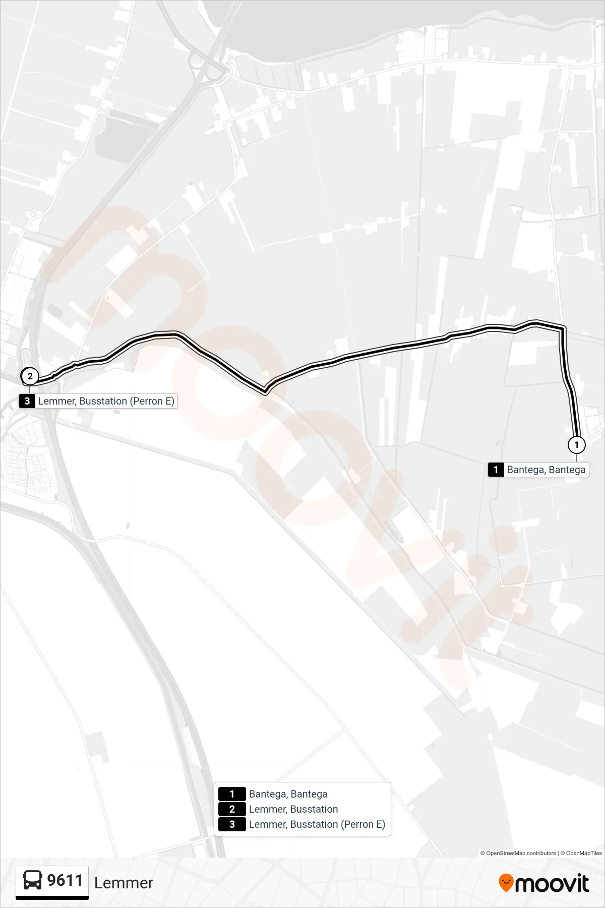 Lijn 9611 (bus, Lemmer): route en haltes op de kaart