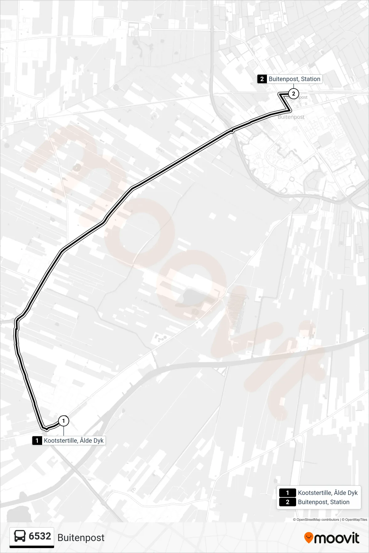 Lijn 6532 (bus, Buitenpost): route en haltes op de kaart