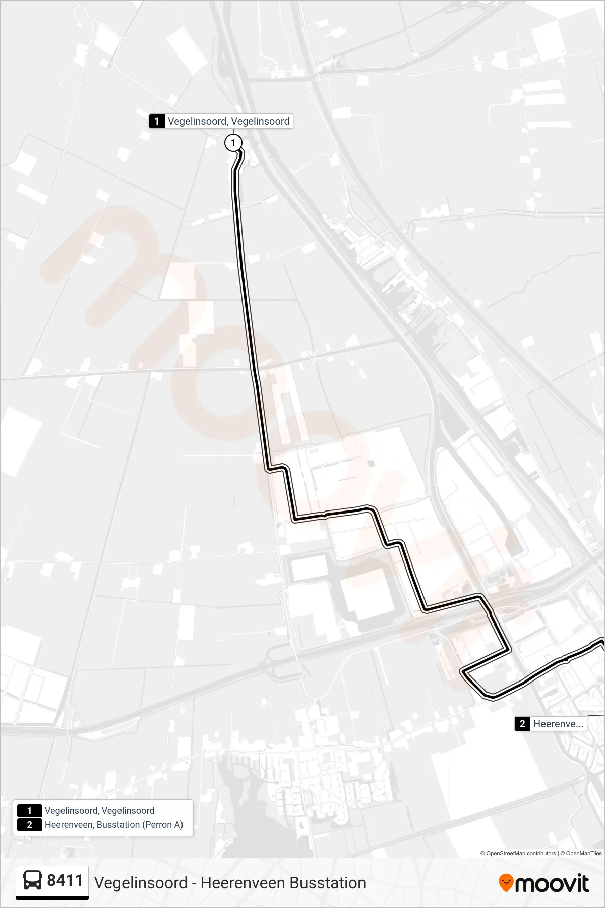 Lijn 8411 (bus, Heerenveen): route en haltes op de kaart