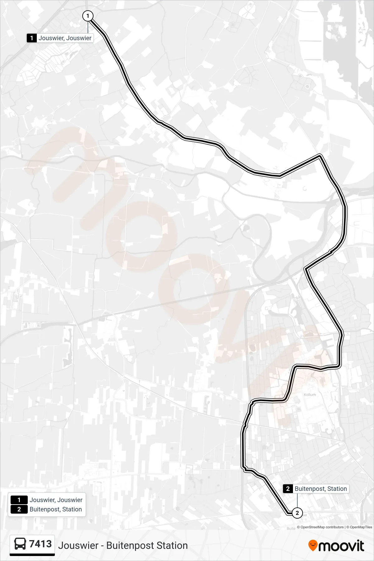 Lijn 7413 (bus, Buitenpost): route en haltes op de kaart