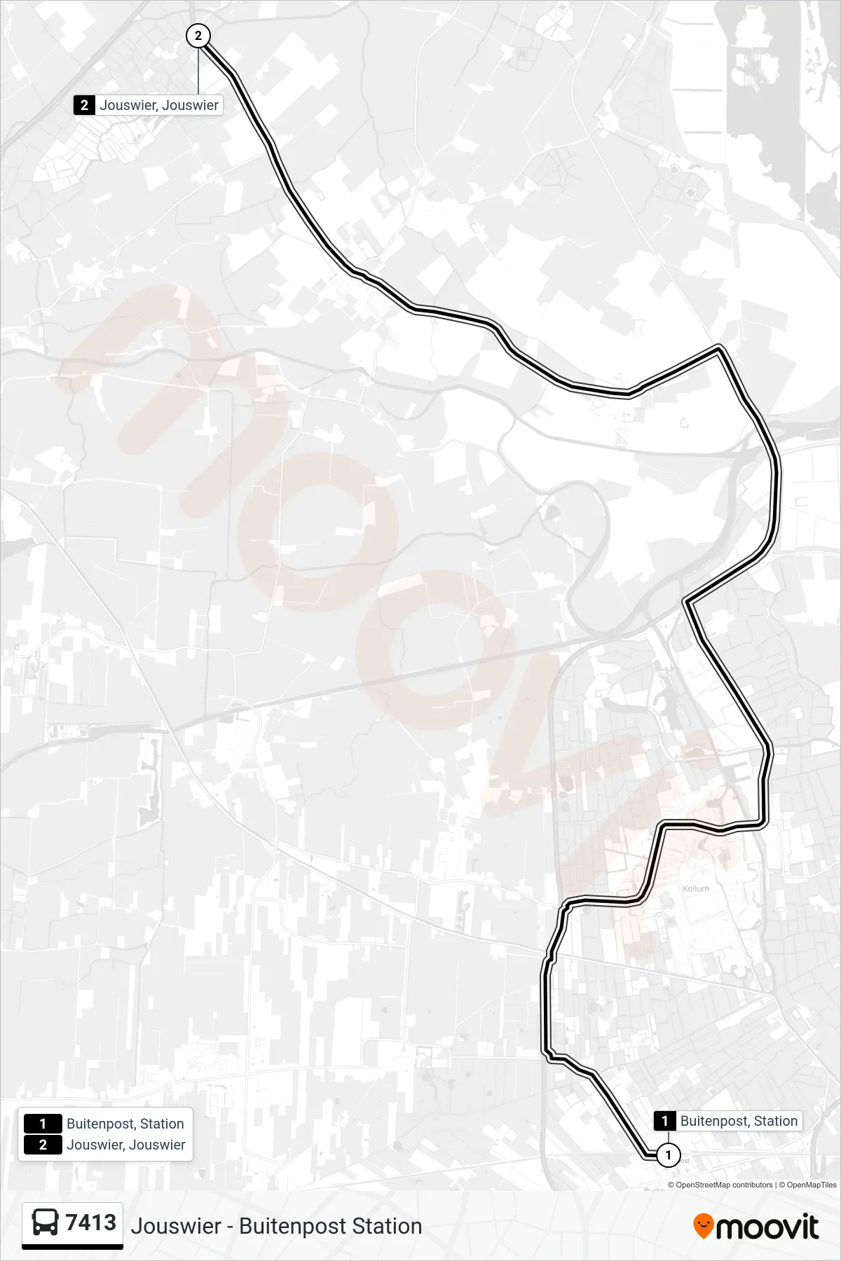 Lijn 7413 (bus, Jouswier): route en haltes op de kaart