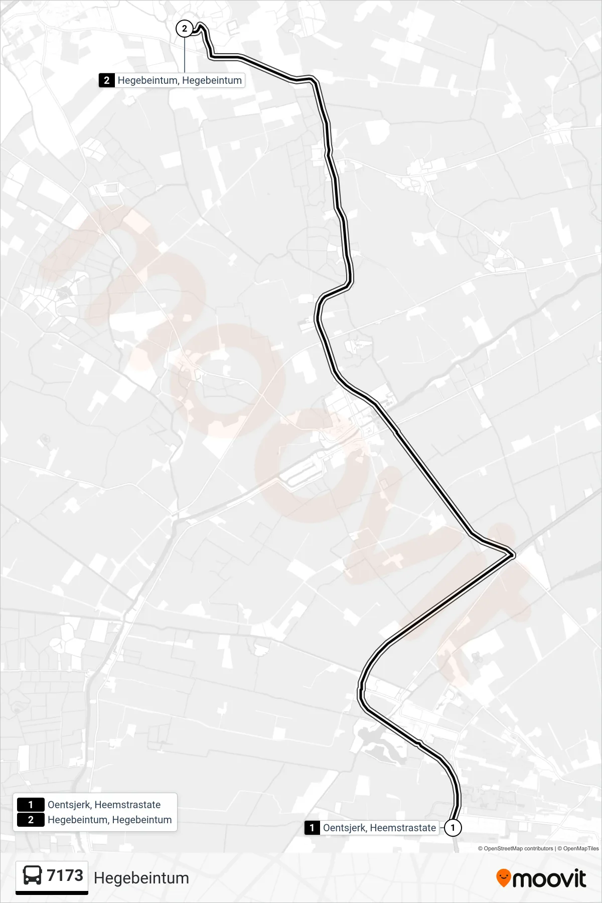 Lijn 7173 (bus, Hegebeintum): route en haltes op de kaart
