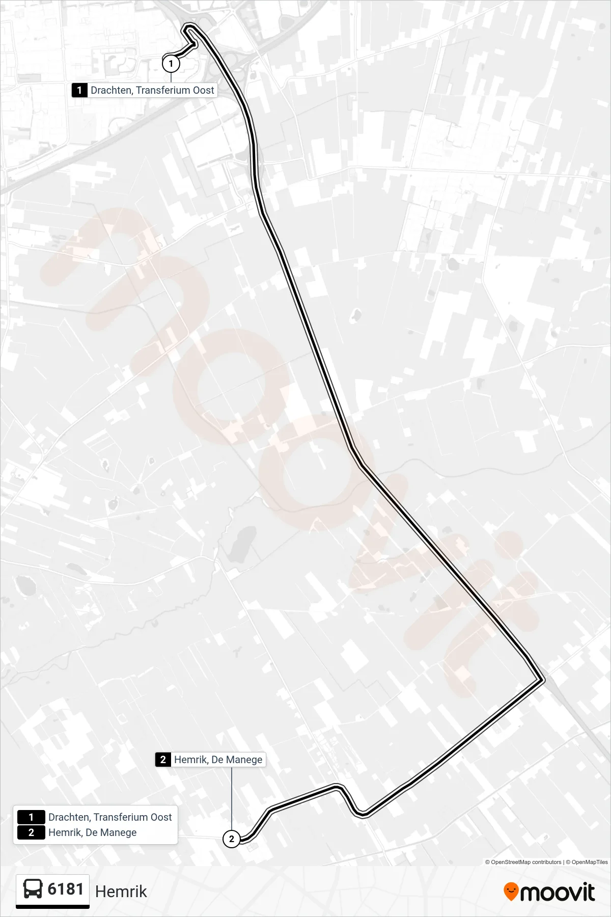 Lijn 6181 (bus, Hemrik): route en haltes op de kaart