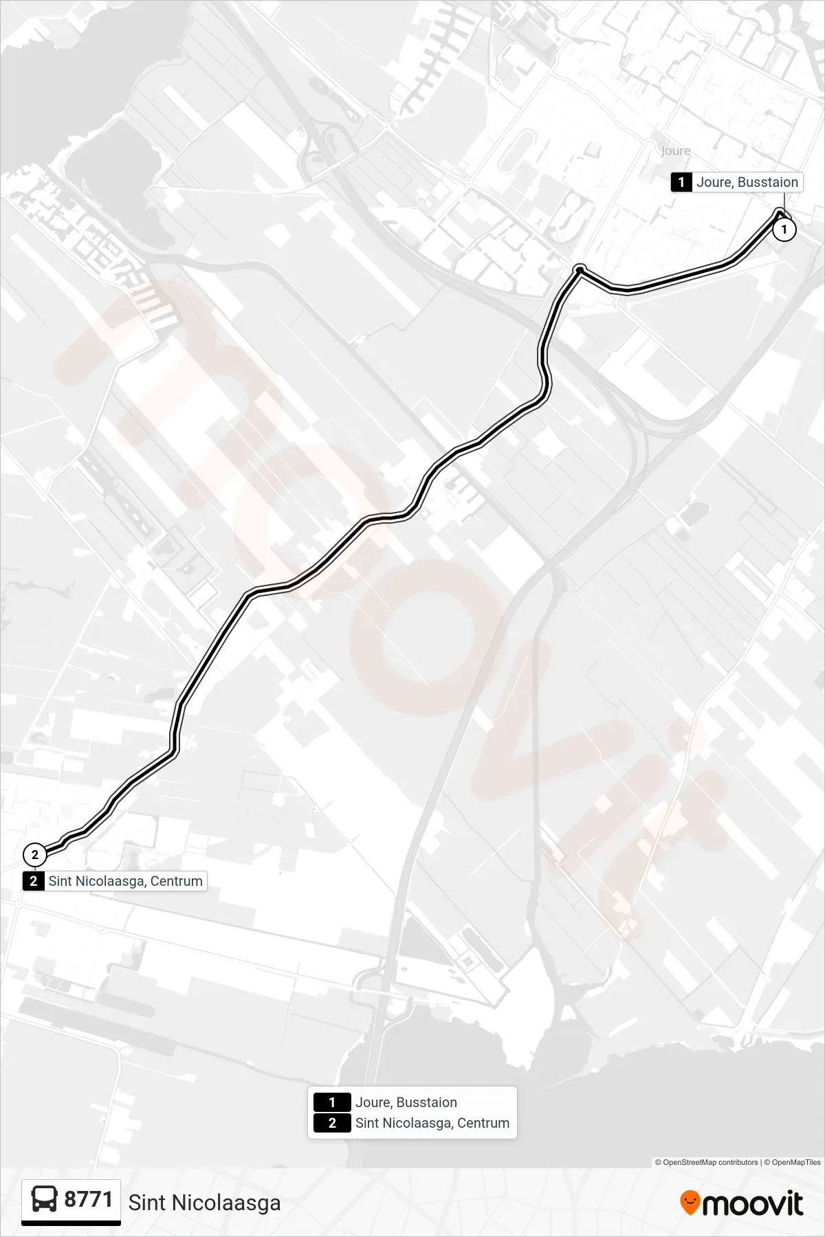 8771 bus Line (Sint Nicolaasga) route and stops on a map