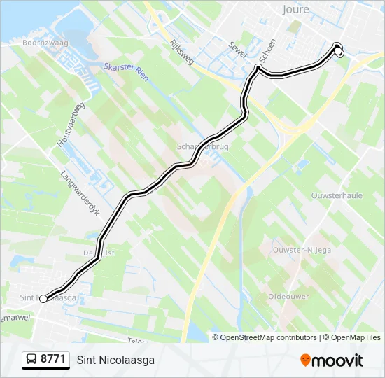 Bus 8771 lijnkaart