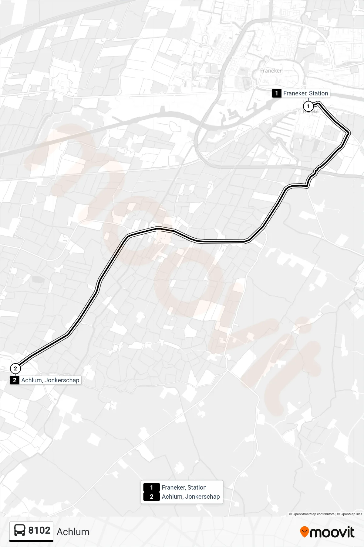 Lijn 8102 (bus, Achlum): route en haltes op de kaart