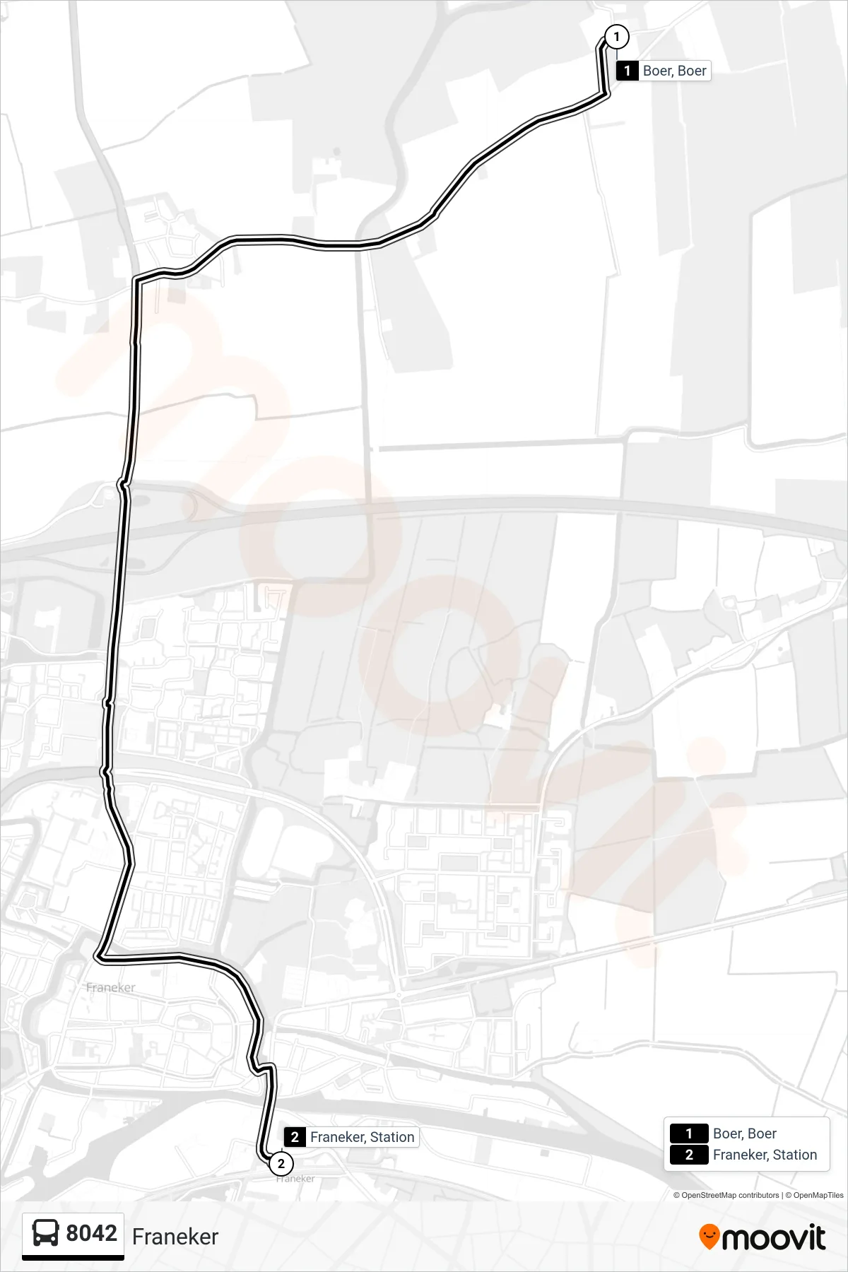 Lijn 8042 (bus, Franeker): route en haltes op de kaart