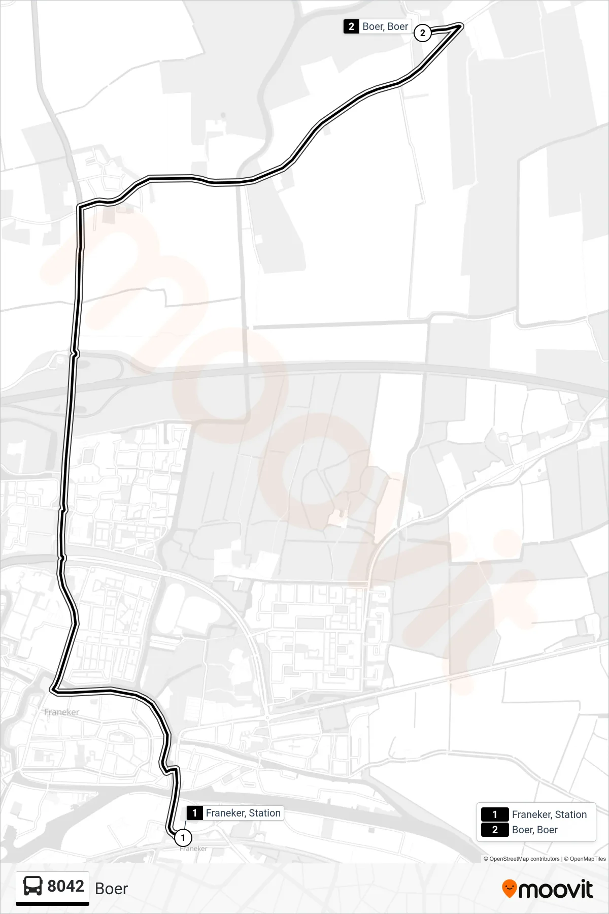 Lijn 8042 (bus, Boer): route en haltes op de kaart