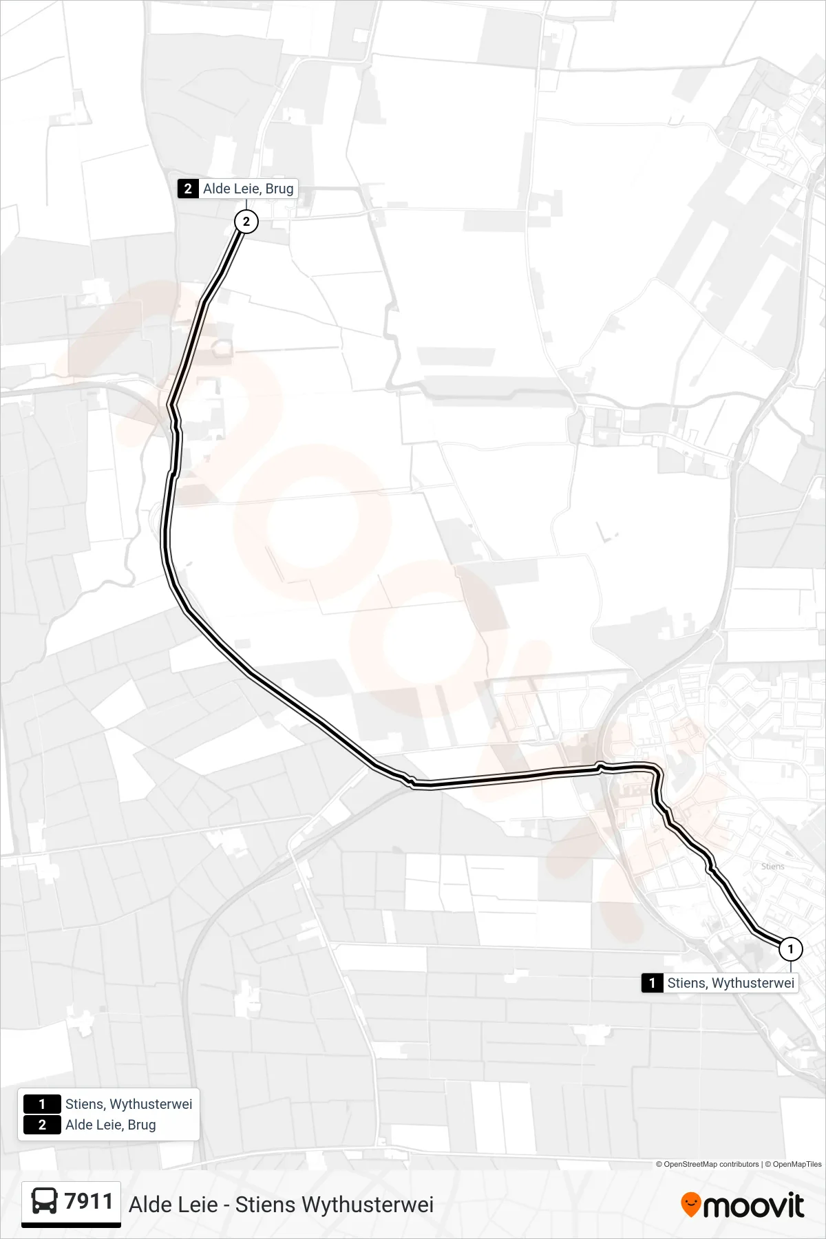 Lijn 7911 (bus, Alde Leie): route en haltes op de kaart